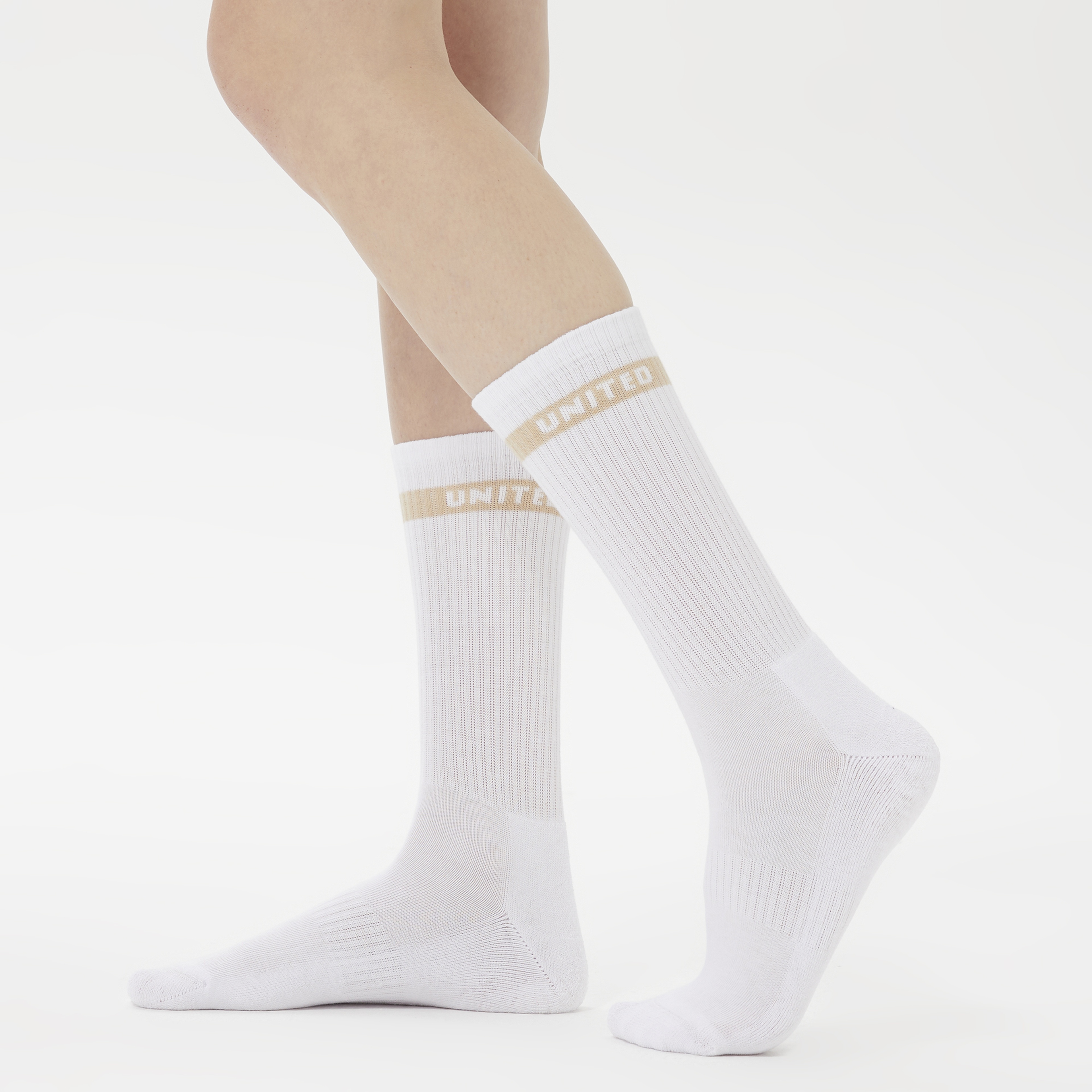 UNITED4 Street Crew Kadın Çizgili Beyaz 3'lü Çorap