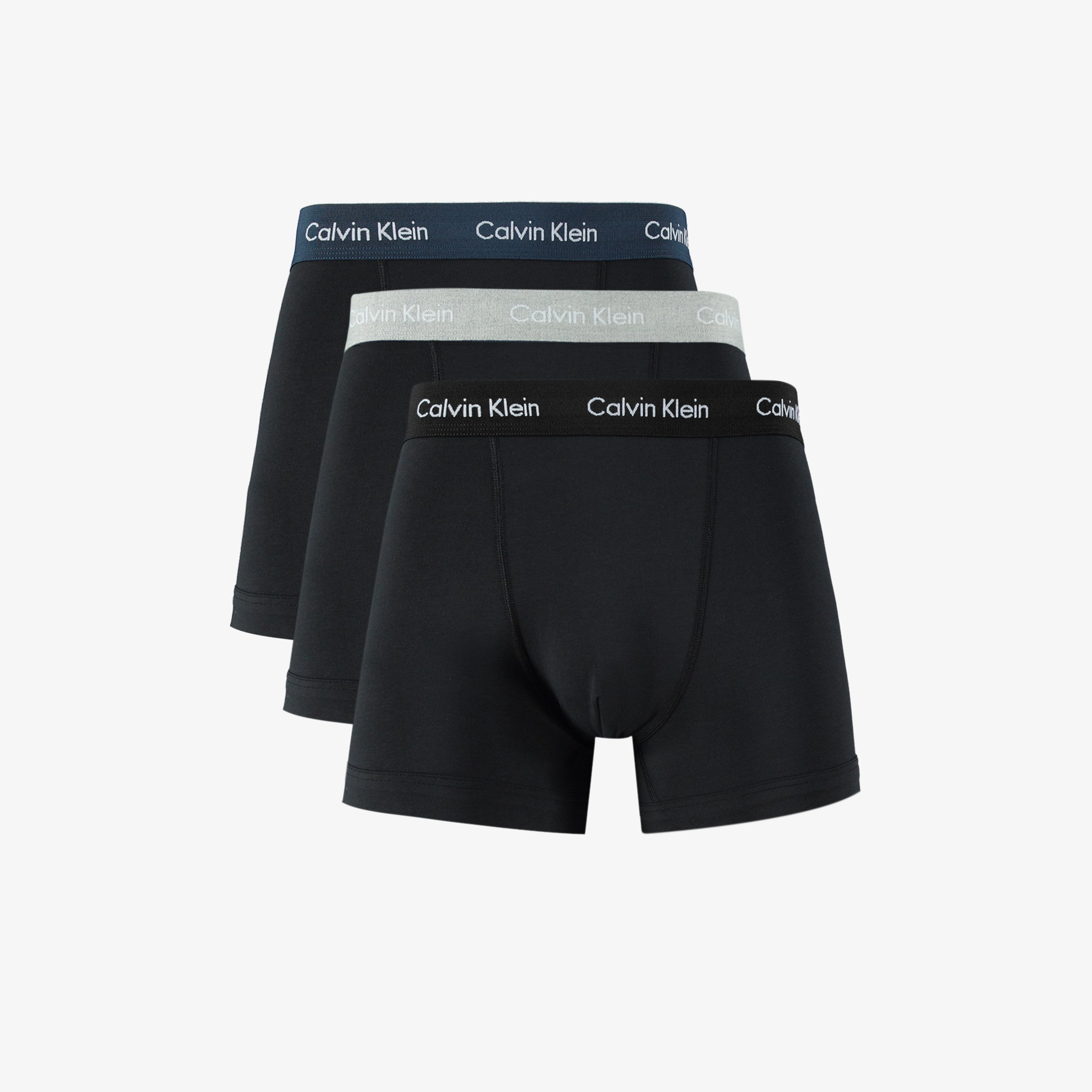 Calvin Klein Trunk 3'lü Siyah/Gri/Lacivert Bantlı Erkek Siyah Boxer