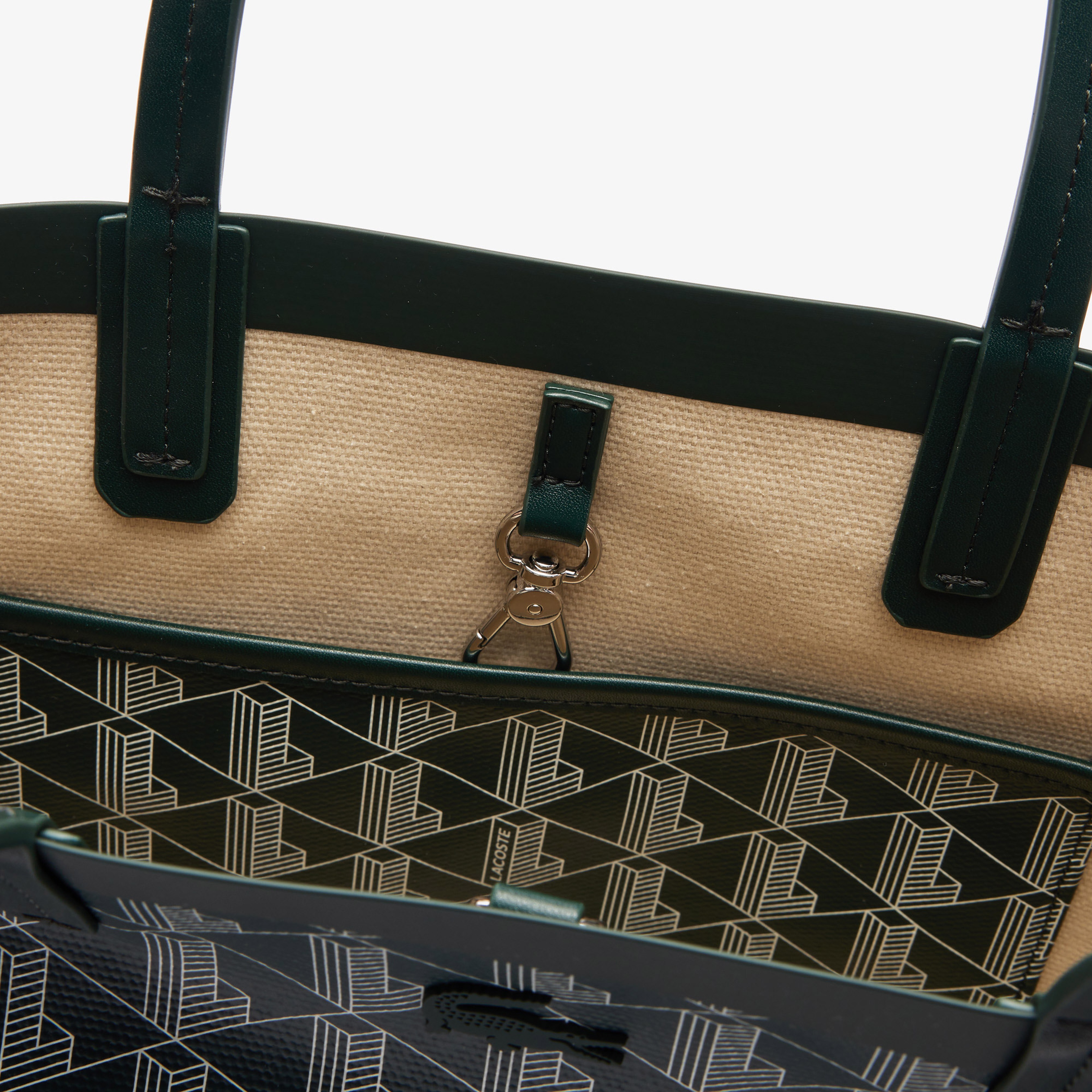 Zely Canvas Kadın Monogram Koyu Yeşil Omuz Çantası