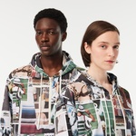 Unisex Kapüşonlu Baskılı Renkli Mont