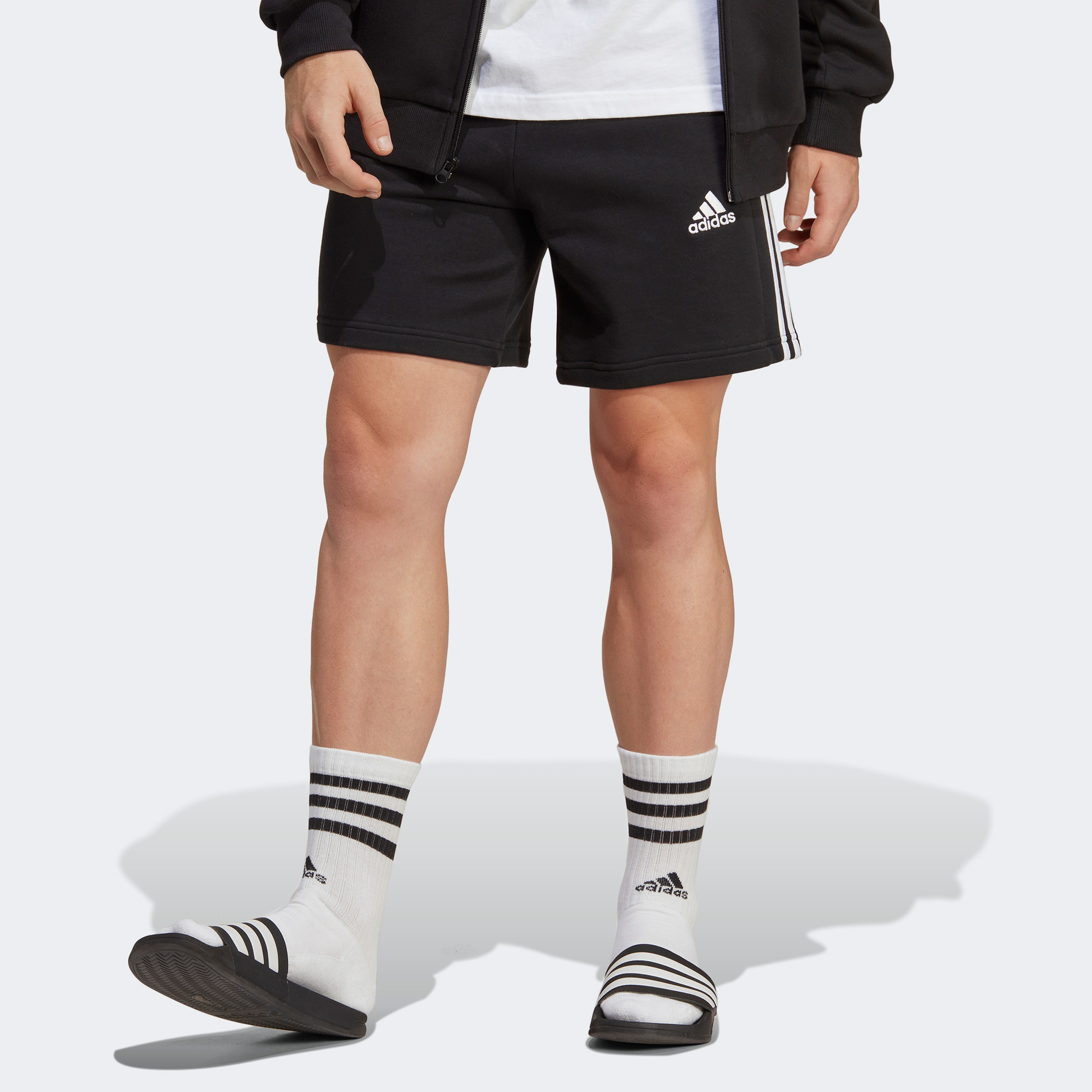 adidas Essentials French Terry 3-Stripes Erkek Siyah Şort