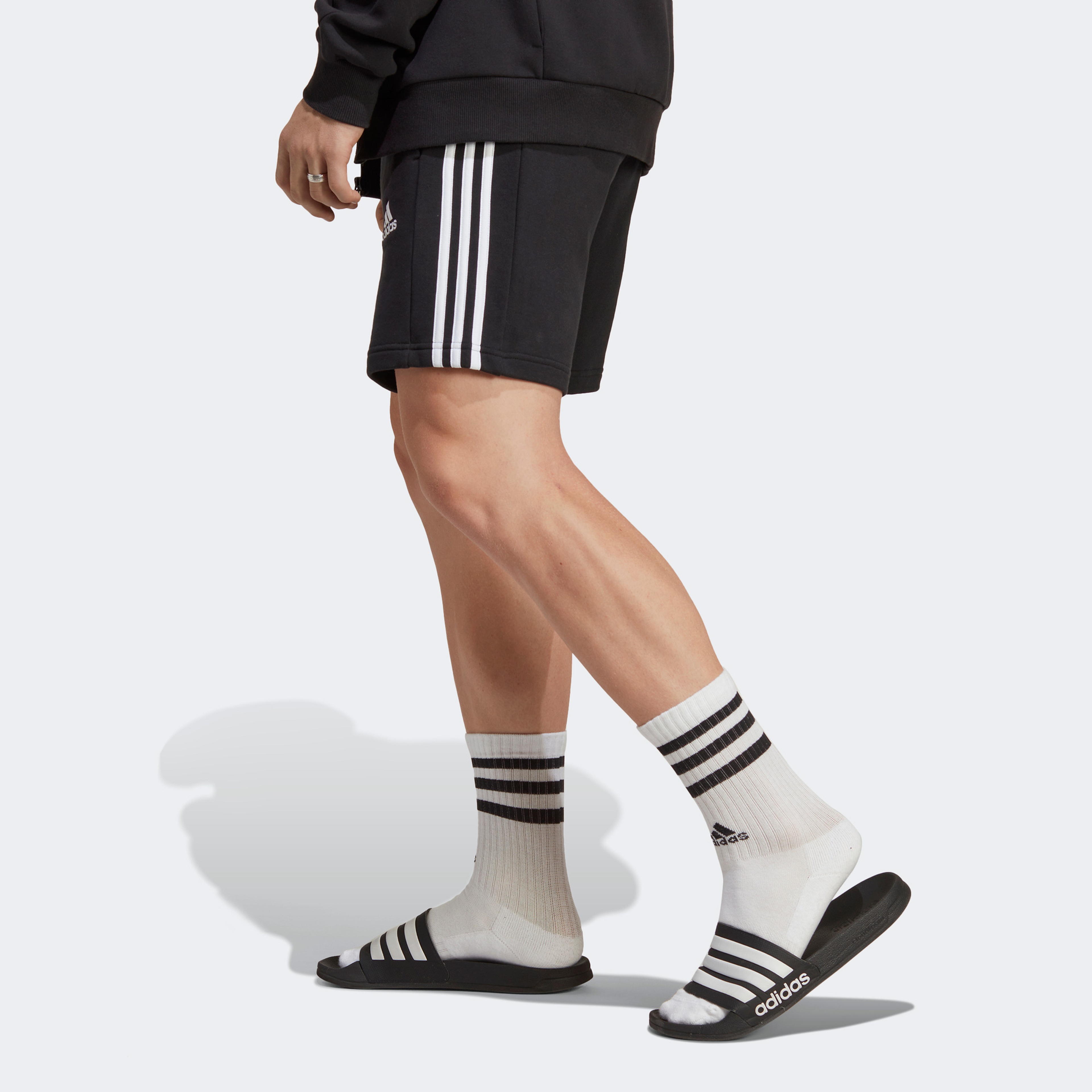 adidas Essentials French Terry 3-Stripes Erkek Siyah Şort