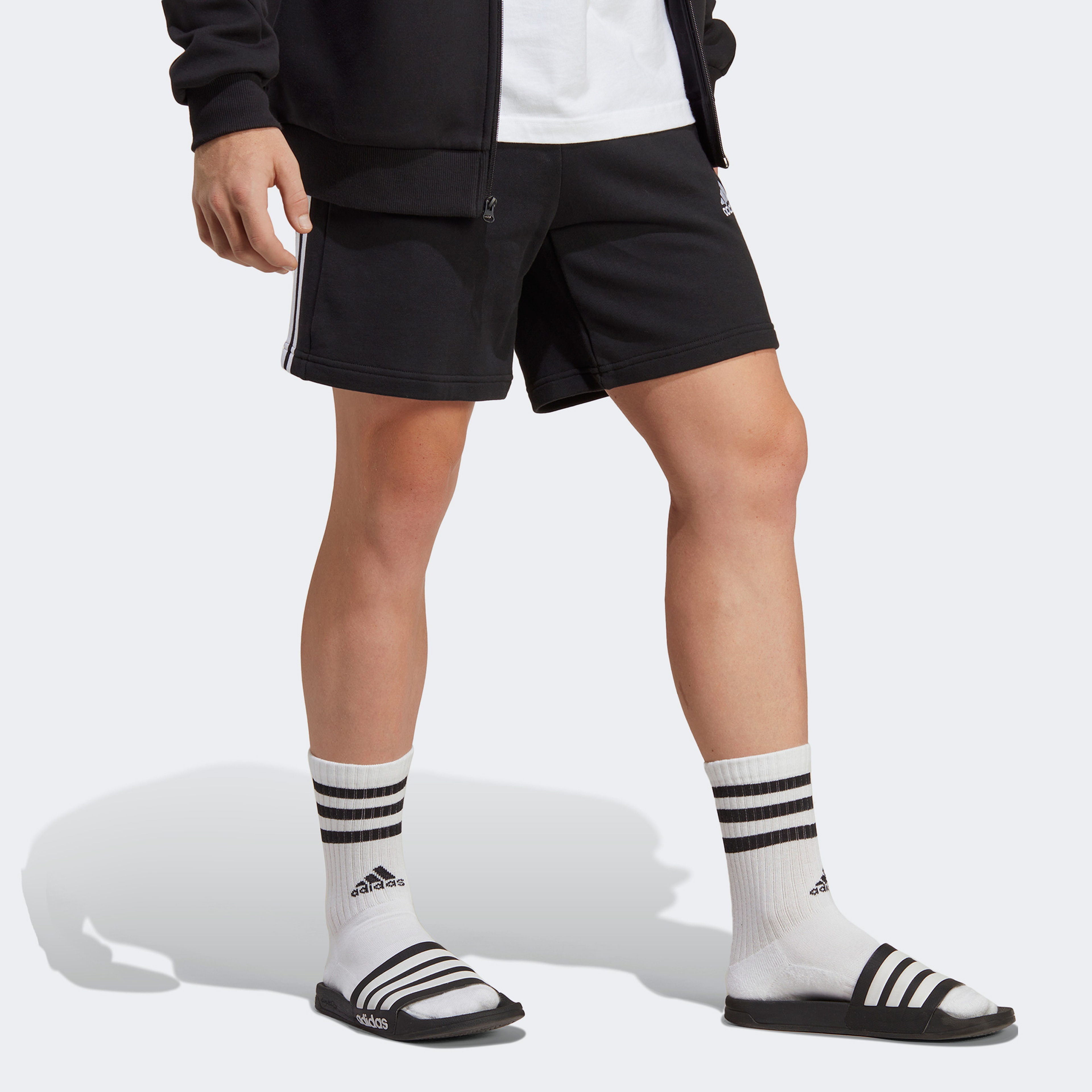 adidas Essentials French Terry 3-Stripes Erkek Siyah Şort