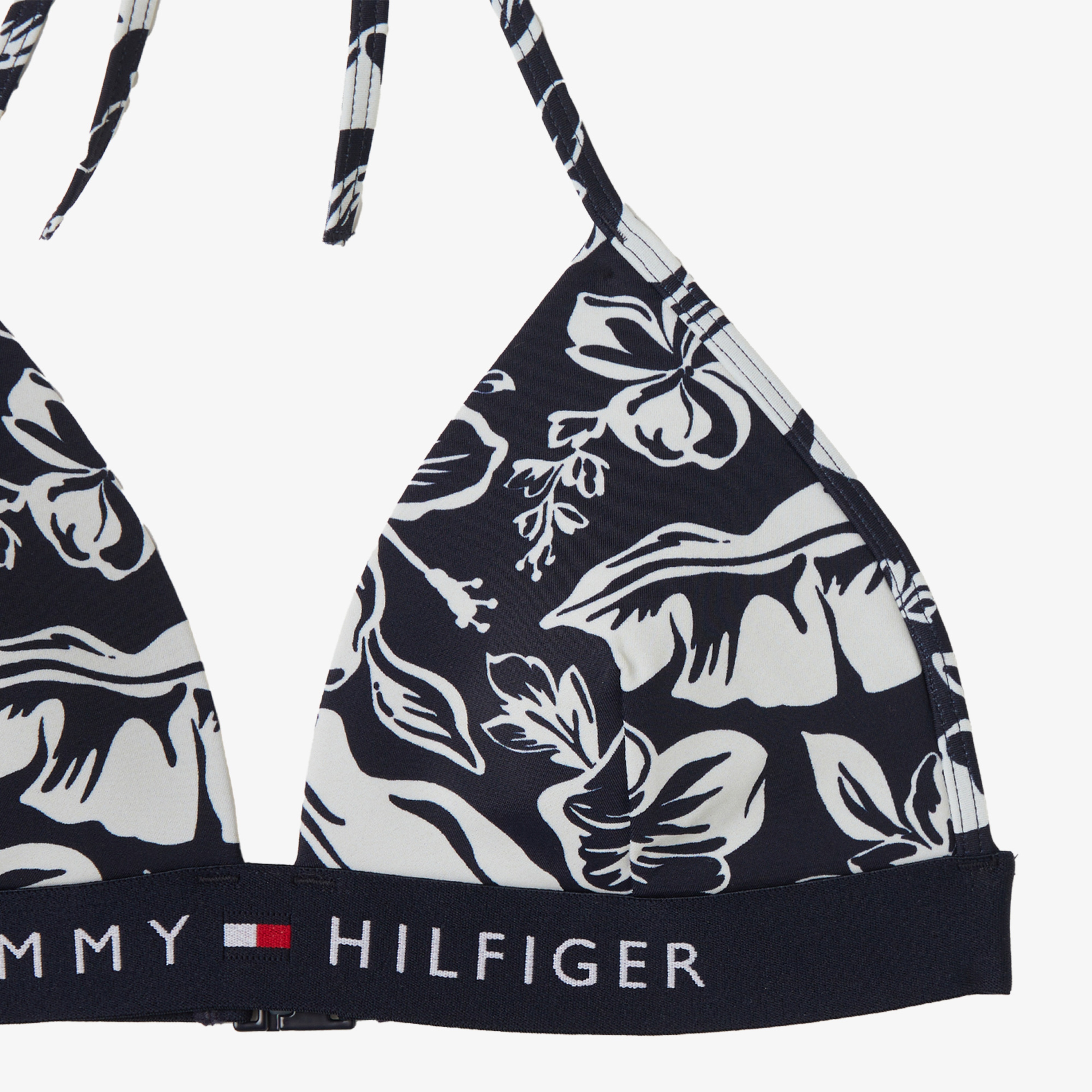 Tommy Hilfiger Triangle Fixed Foam Print Kadın Siyah Bikini Üstü