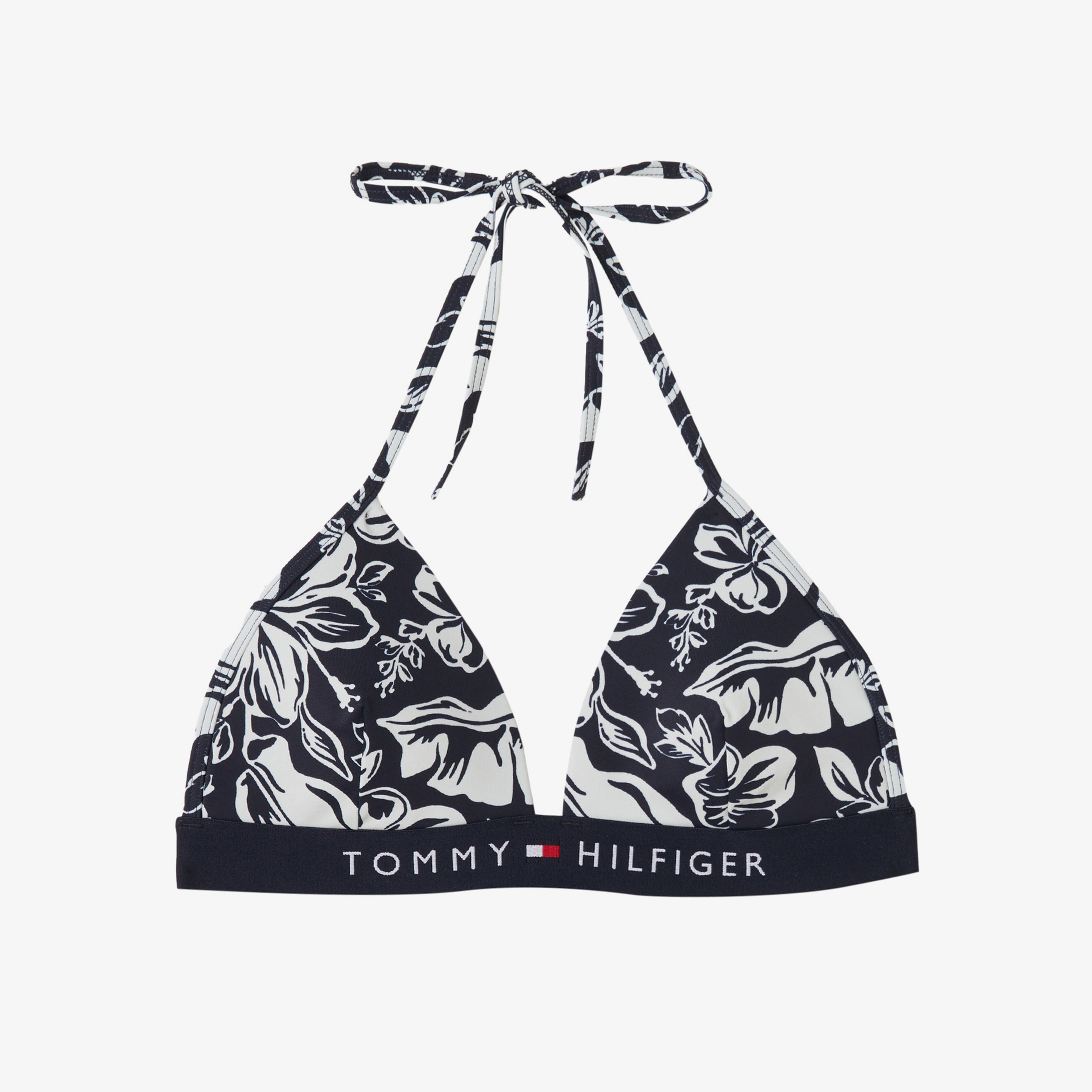 Tommy Hilfiger Triangle Fixed Foam Print Kadın Siyah Bikini Üstü