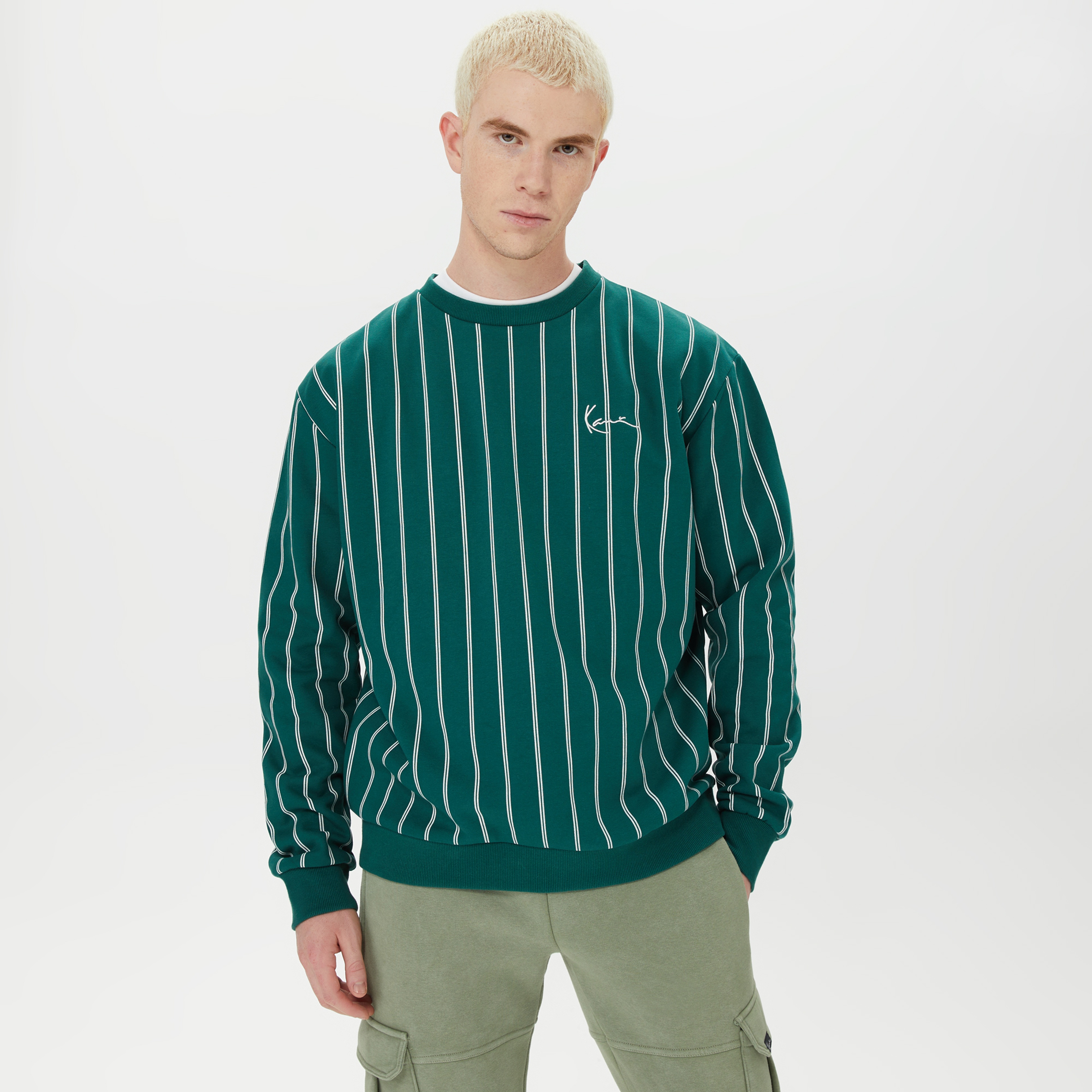 Karl Kani Small Signature Stripe Erkek Yeşil Sweatshirt