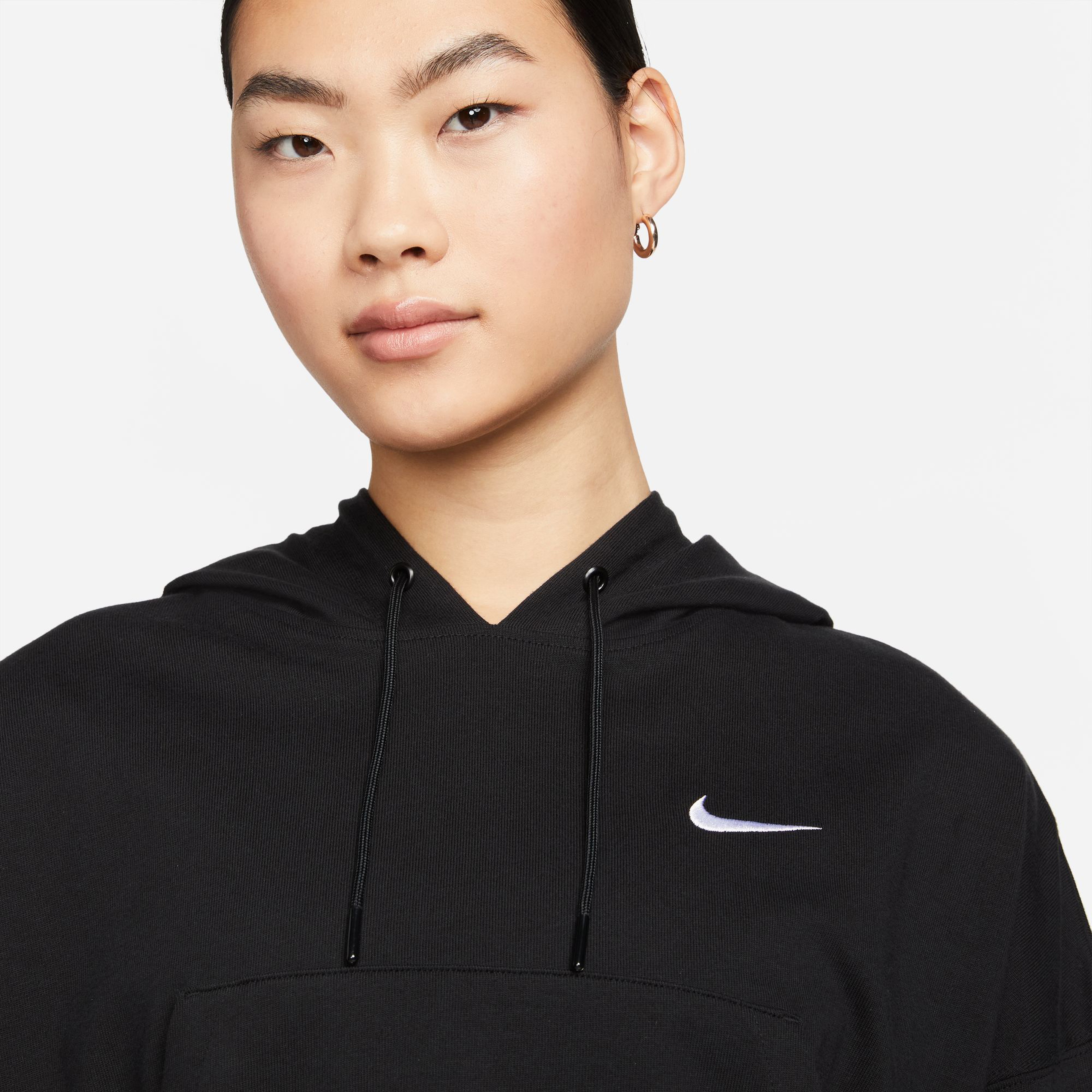 Nike Sportswear Jersey Oversize Kadın Siyah Hoodie