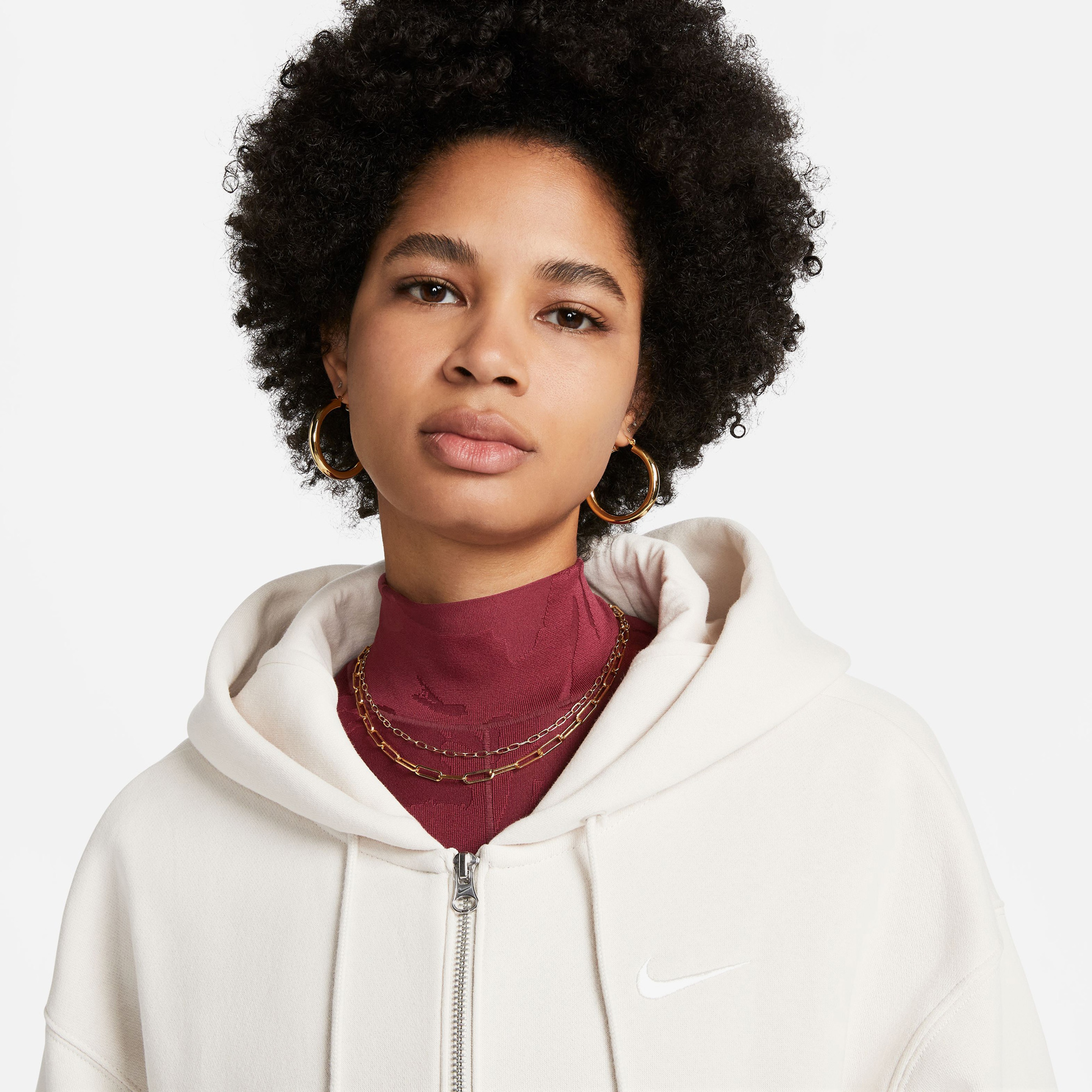 Nike Sportswear Phoenix Fleece Kadın Krem Eşofman Üstü