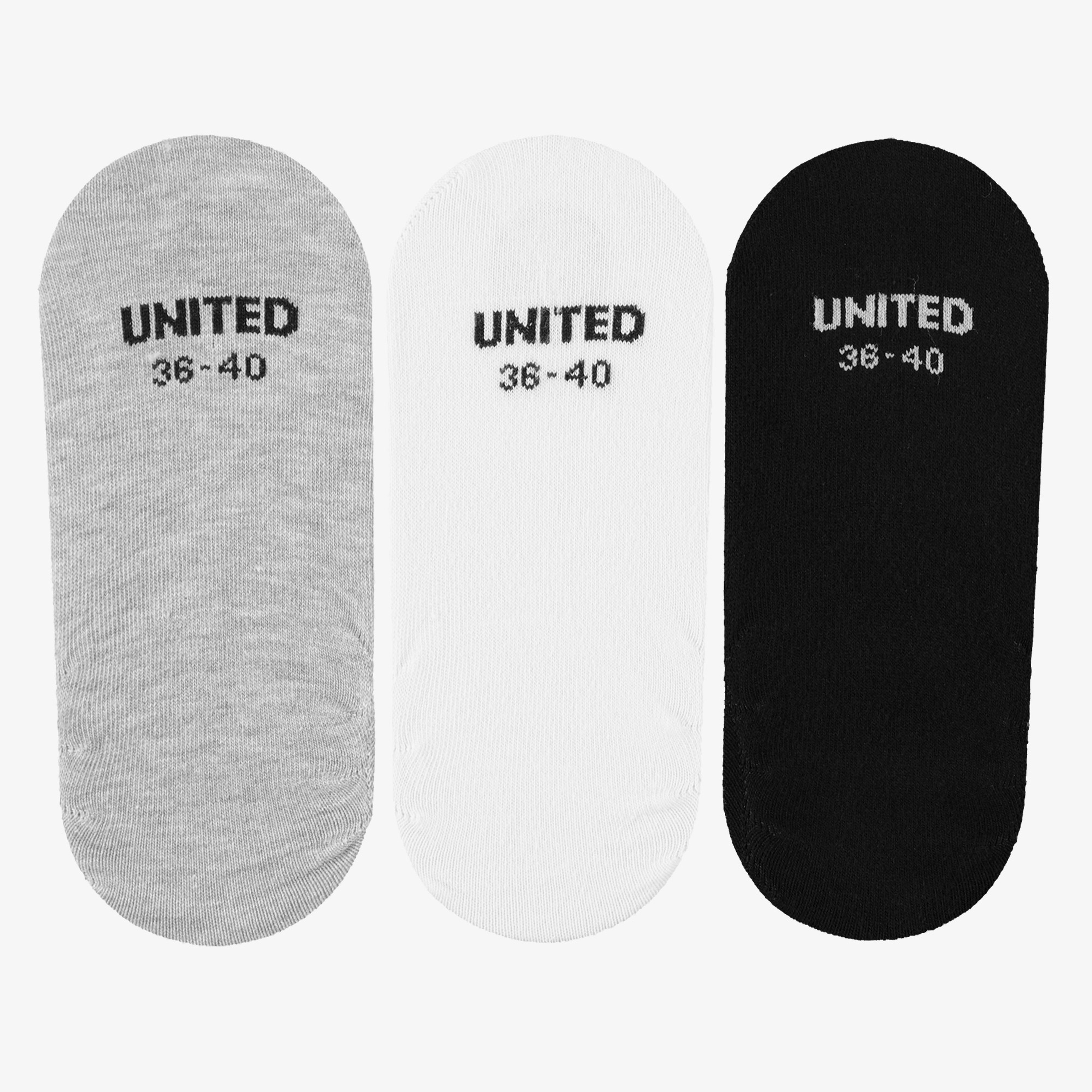 UNITED4 Kadın Beyaz/Siyah/Gri 3'lü Çorap