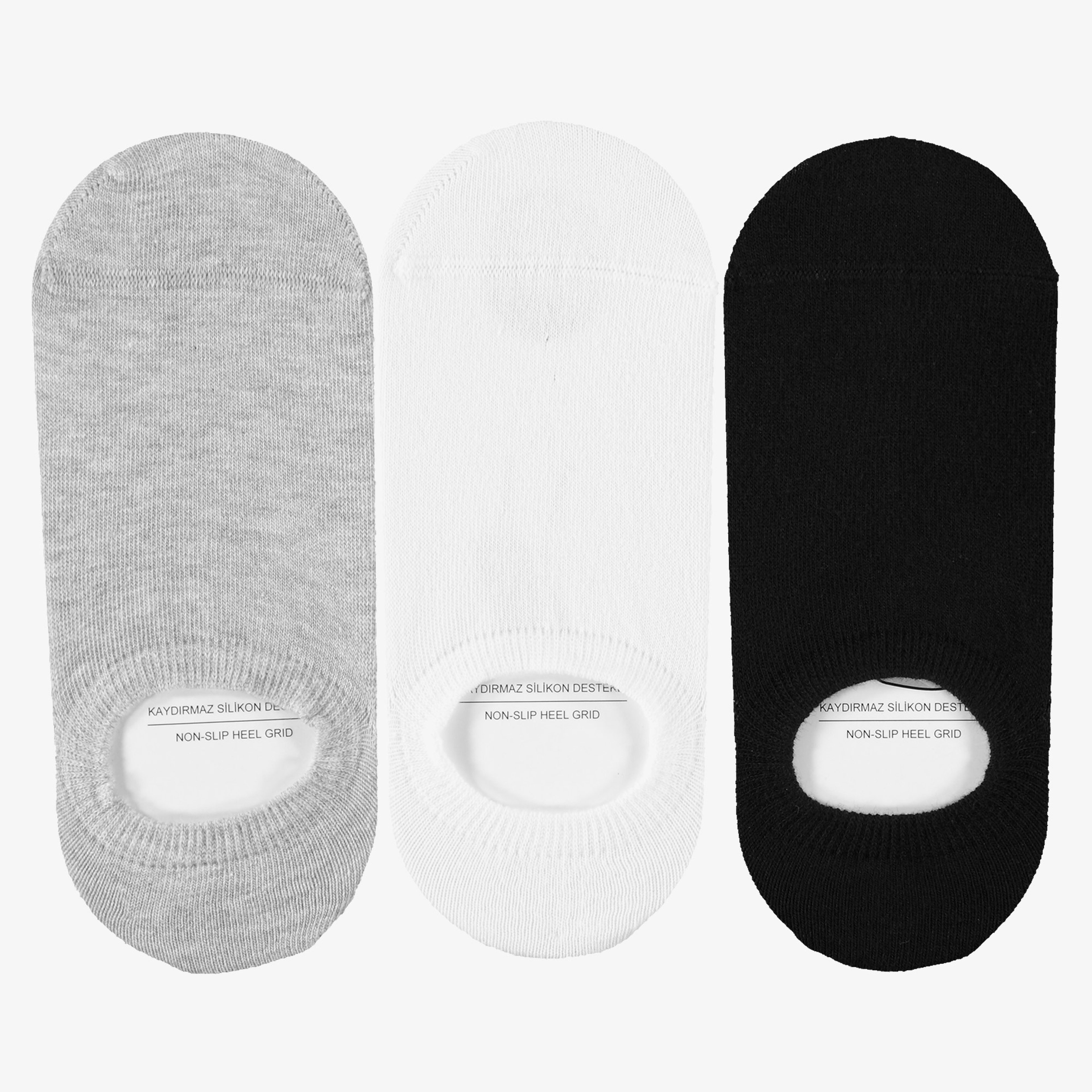UNITED4 Kadın Beyaz/Siyah/Gri 3'lü Çorap