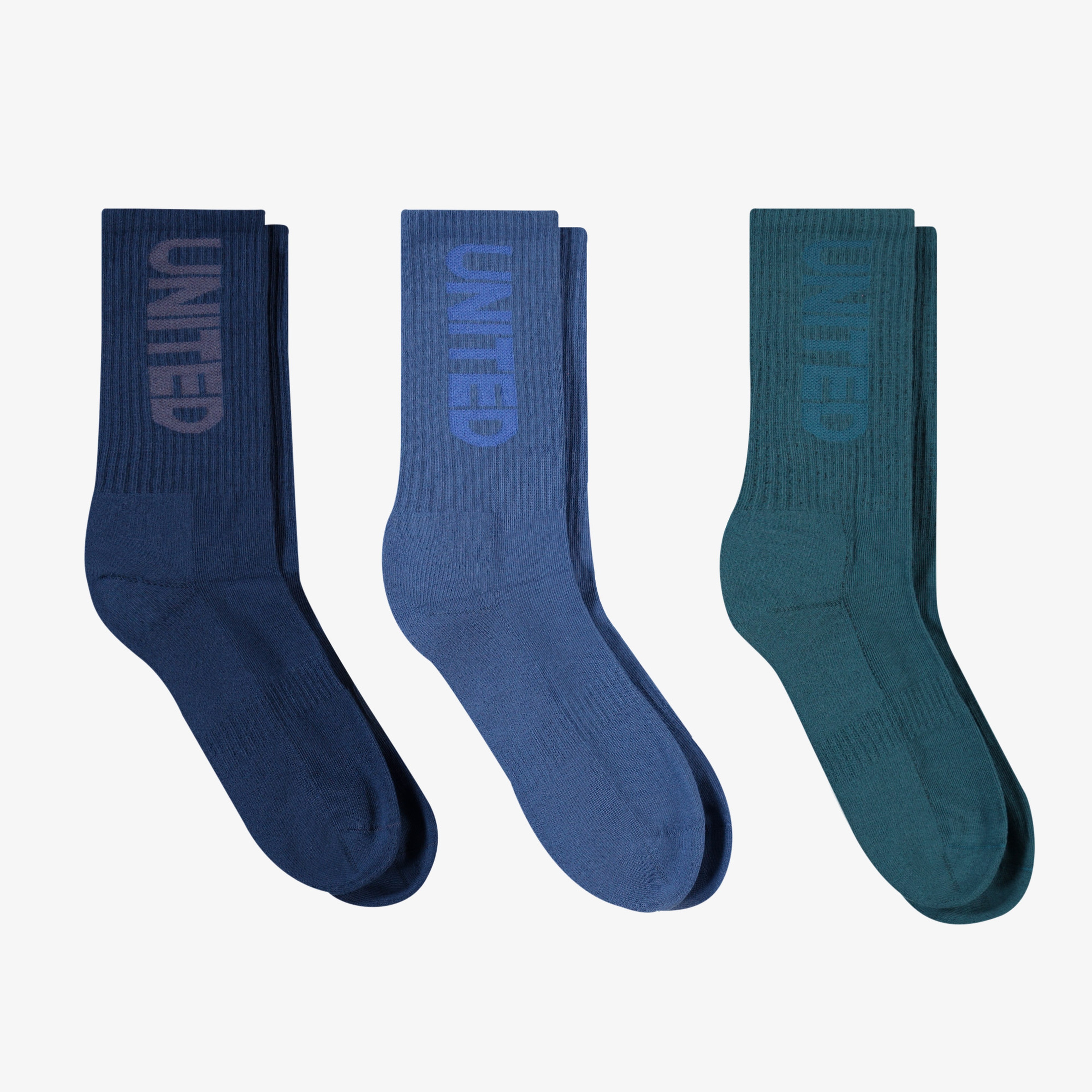 UNITED4 Street Crew Erkek Lacivert/Mavi/Yeşil 3'lü Çorap