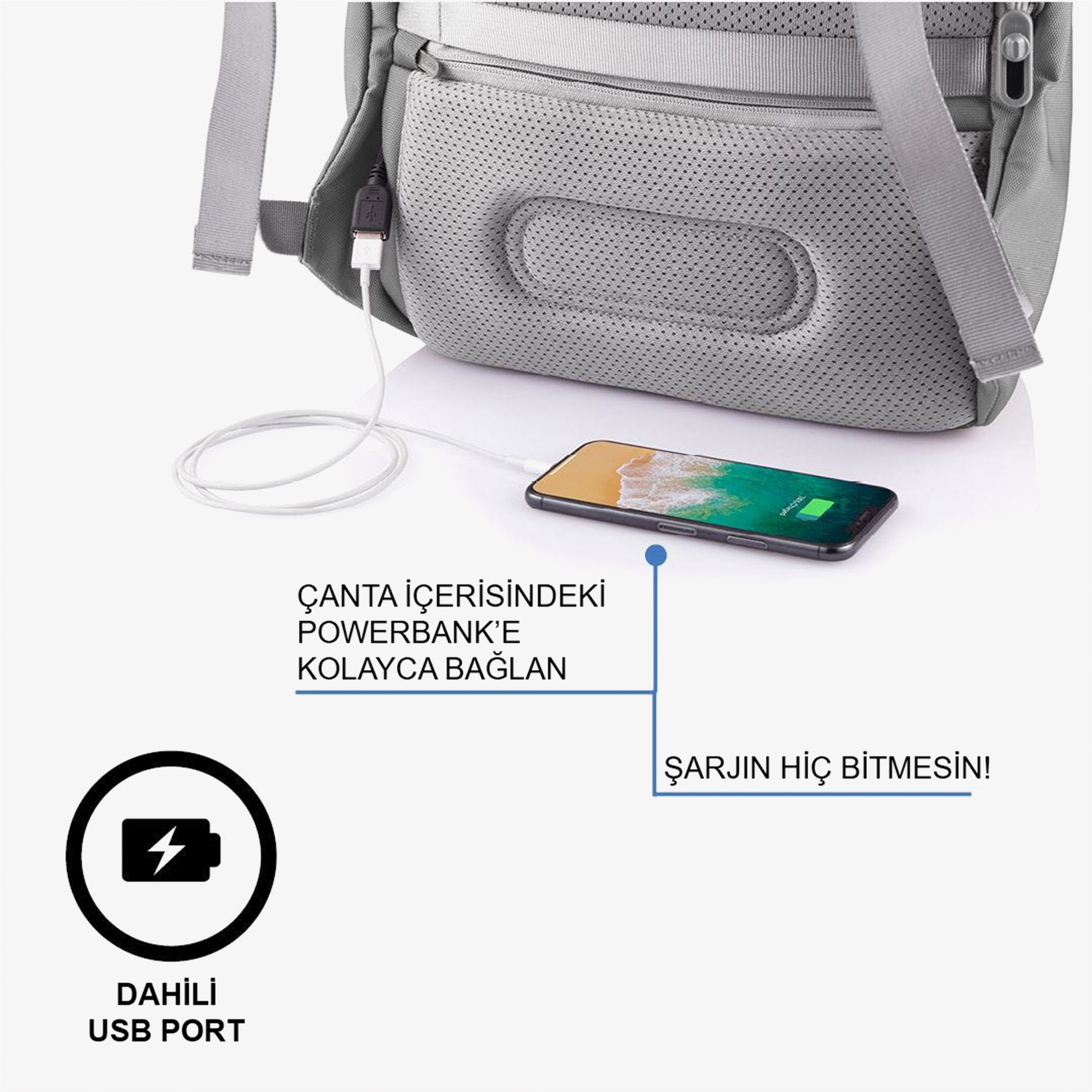 XD Design Bobby Soft Anti Theft Unisex Gri Sırt Çantası