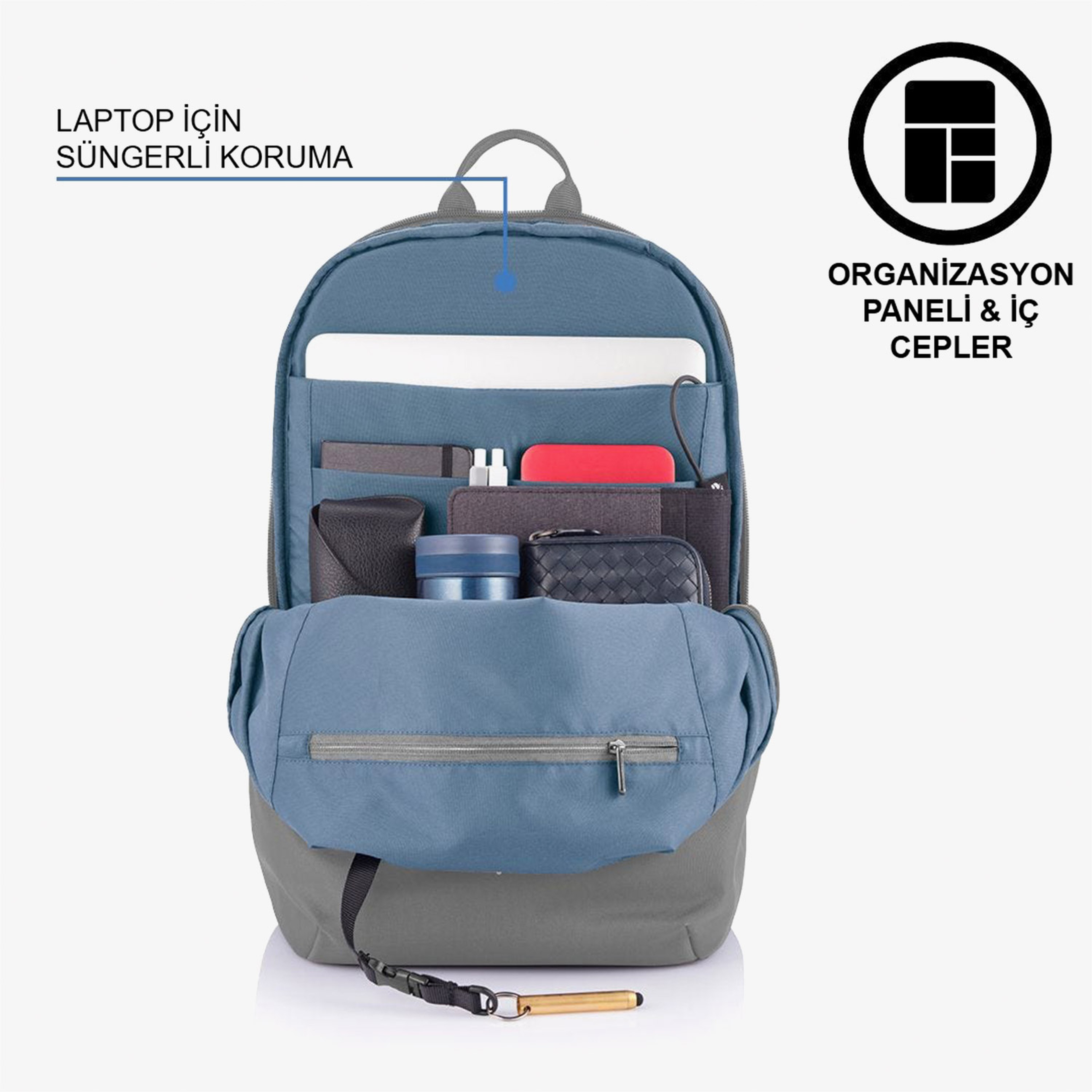 XD Design Bobby Soft Anti Theft Unisex Gri Sırt Çantası