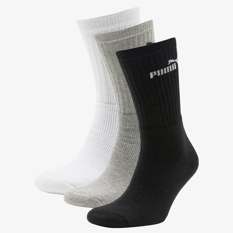 Puma Elements Crew 3'lü Unisex Siyah/Beyaz/Gri Çorap