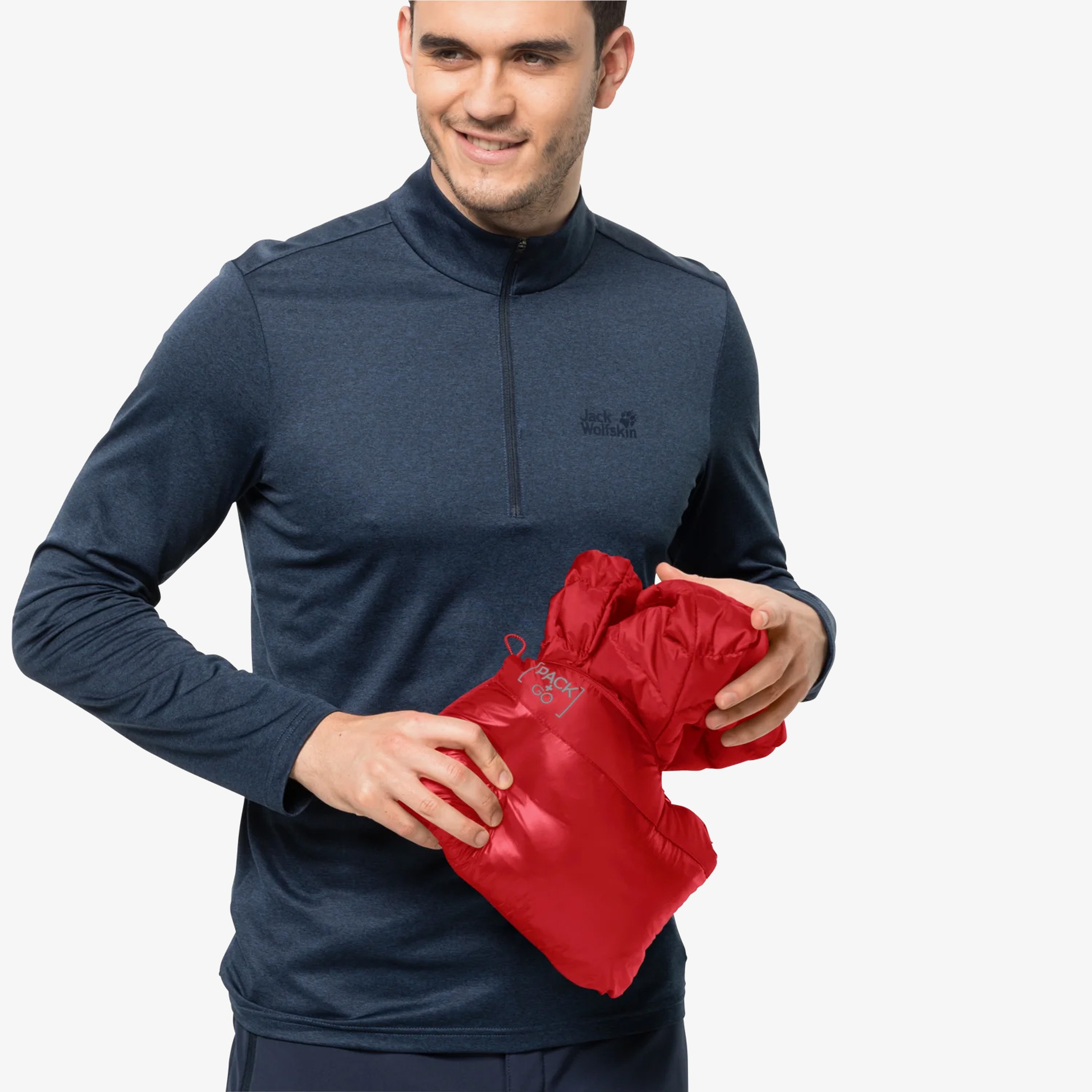 Jack Wolfskin Pack&Go Down Erkek  Kırmızı Mont