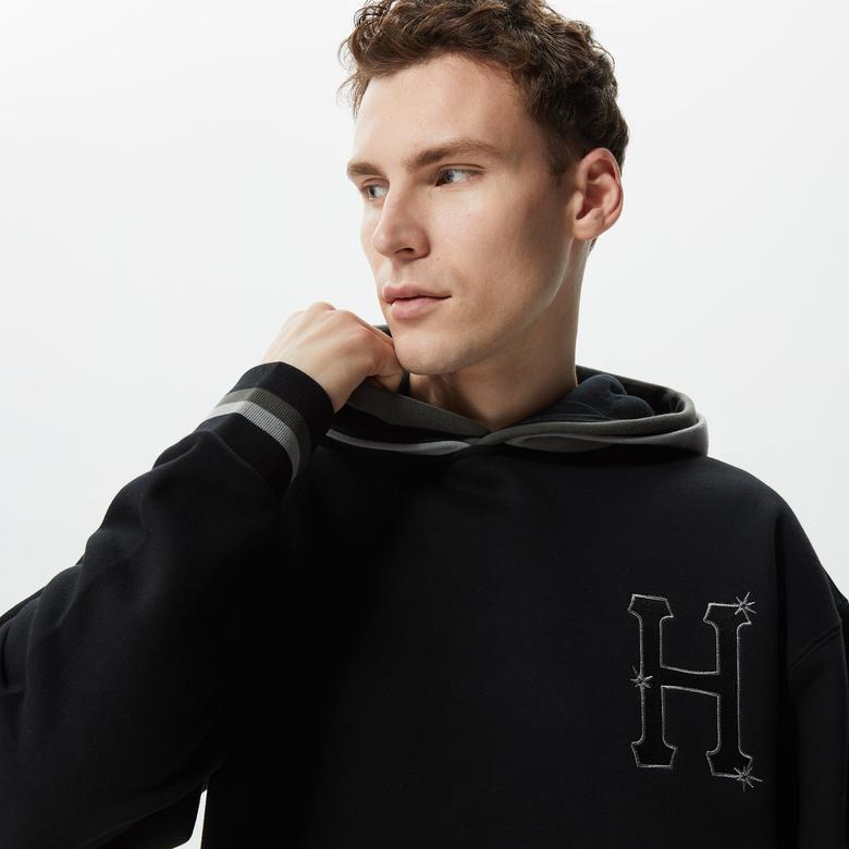 Huf Sideline Erkek Siyah Hoodie