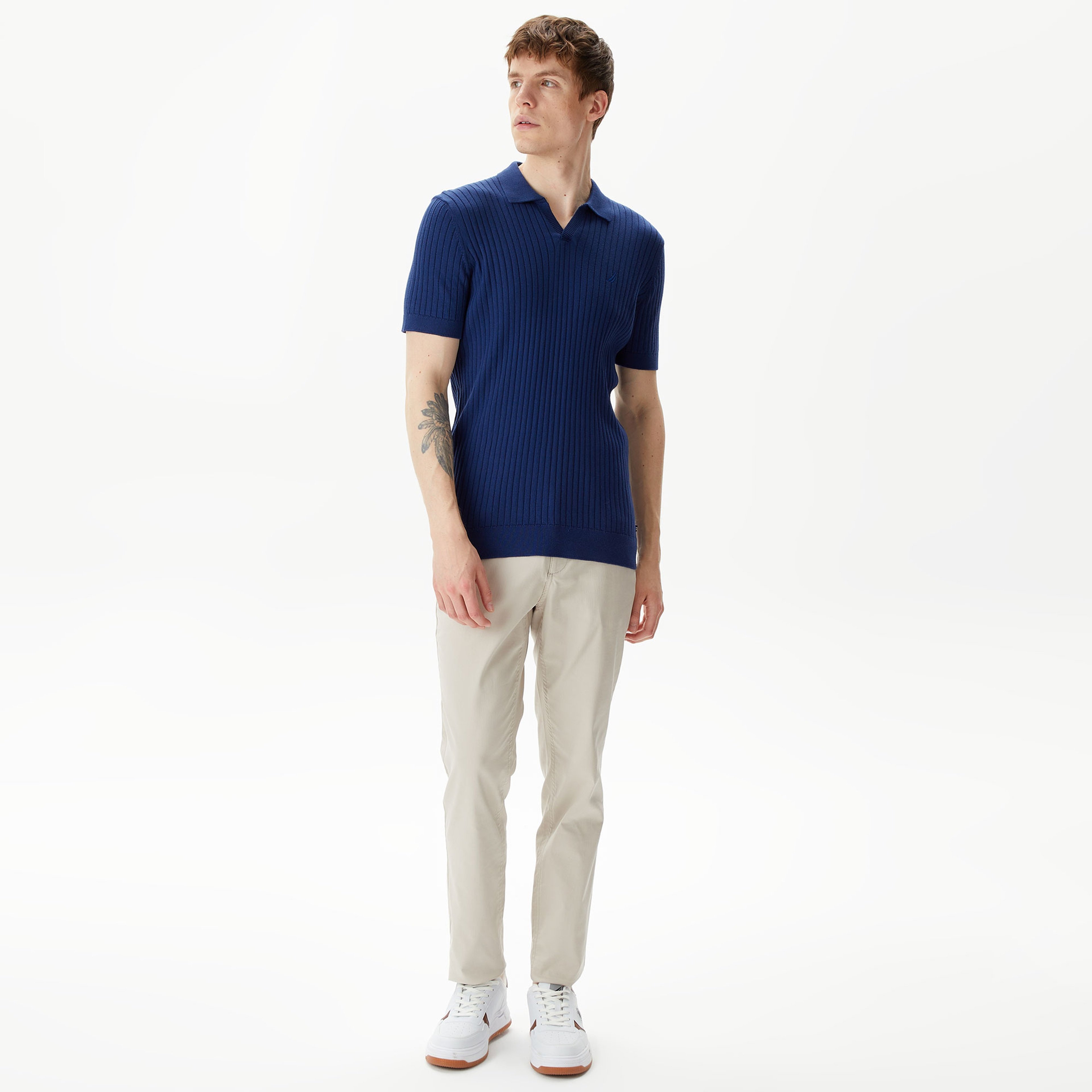 Nautica Erkek Mavi Classic Fit Kısa Kollu Kazak