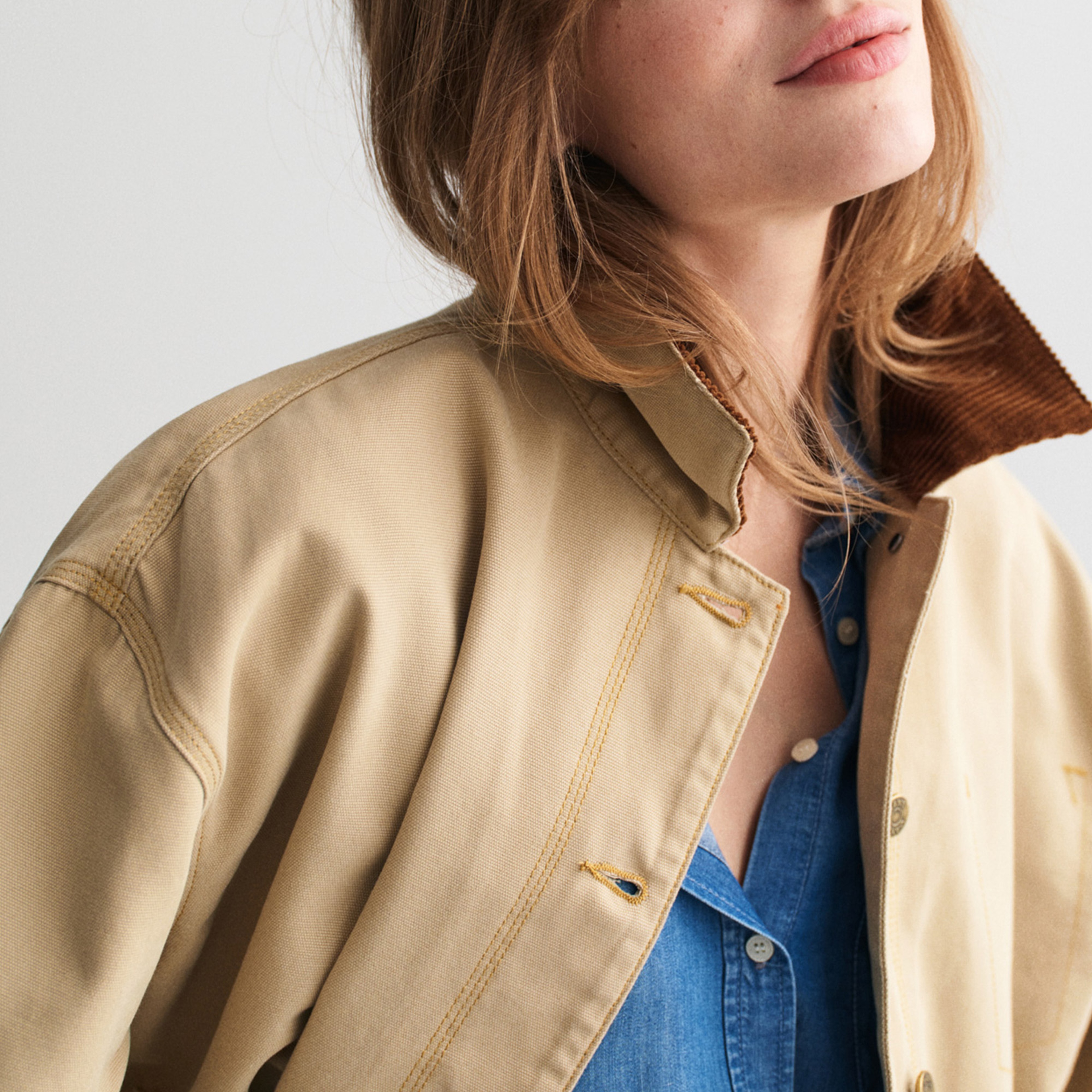 GANT Kadın Bej Relaxed Fit Klasik Yaka Ceket