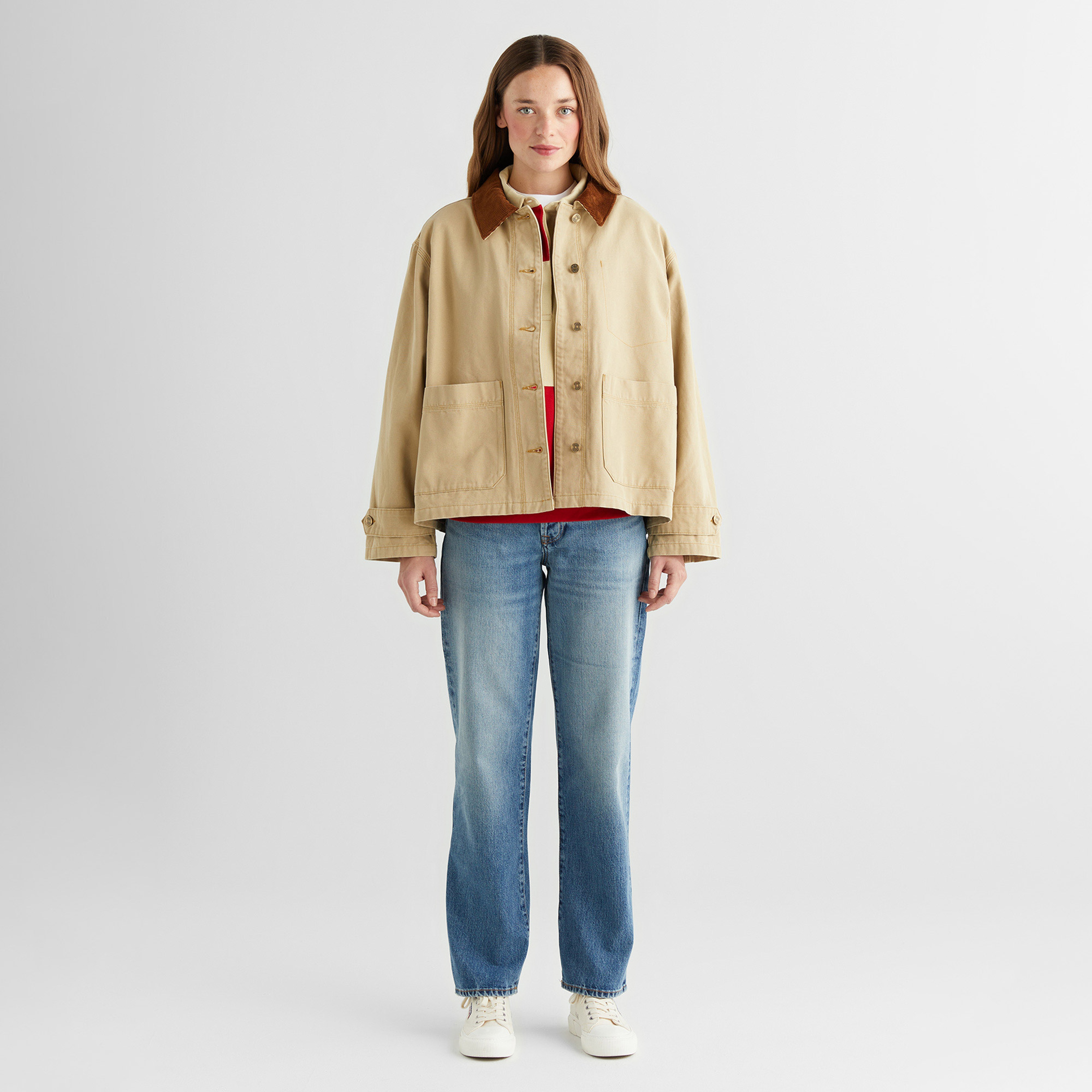 GANT Kadın Bej Relaxed Fit Klasik Yaka Ceket