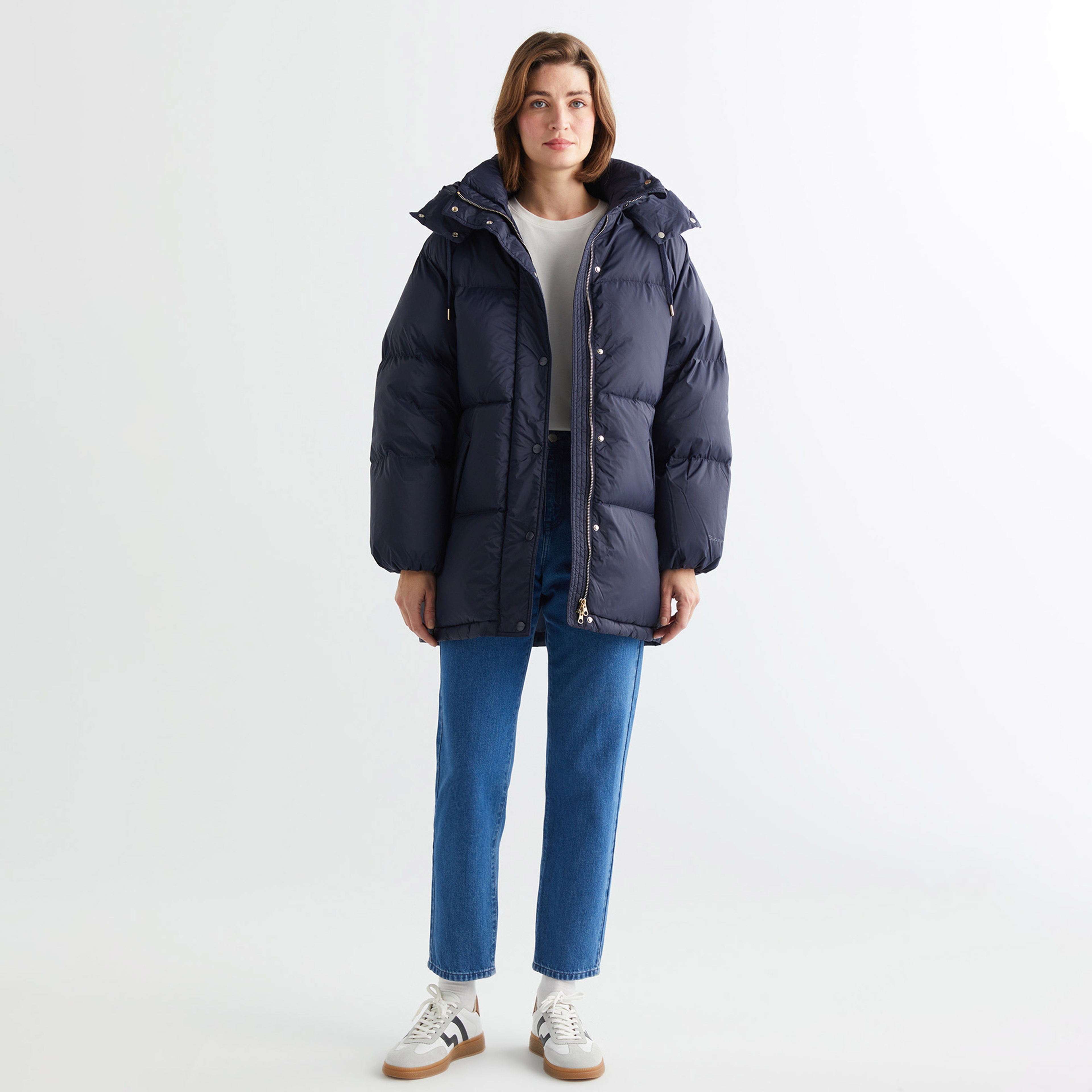 GANT Kadın Lacivert Kapüşonlu Kaz Tüyü Mont