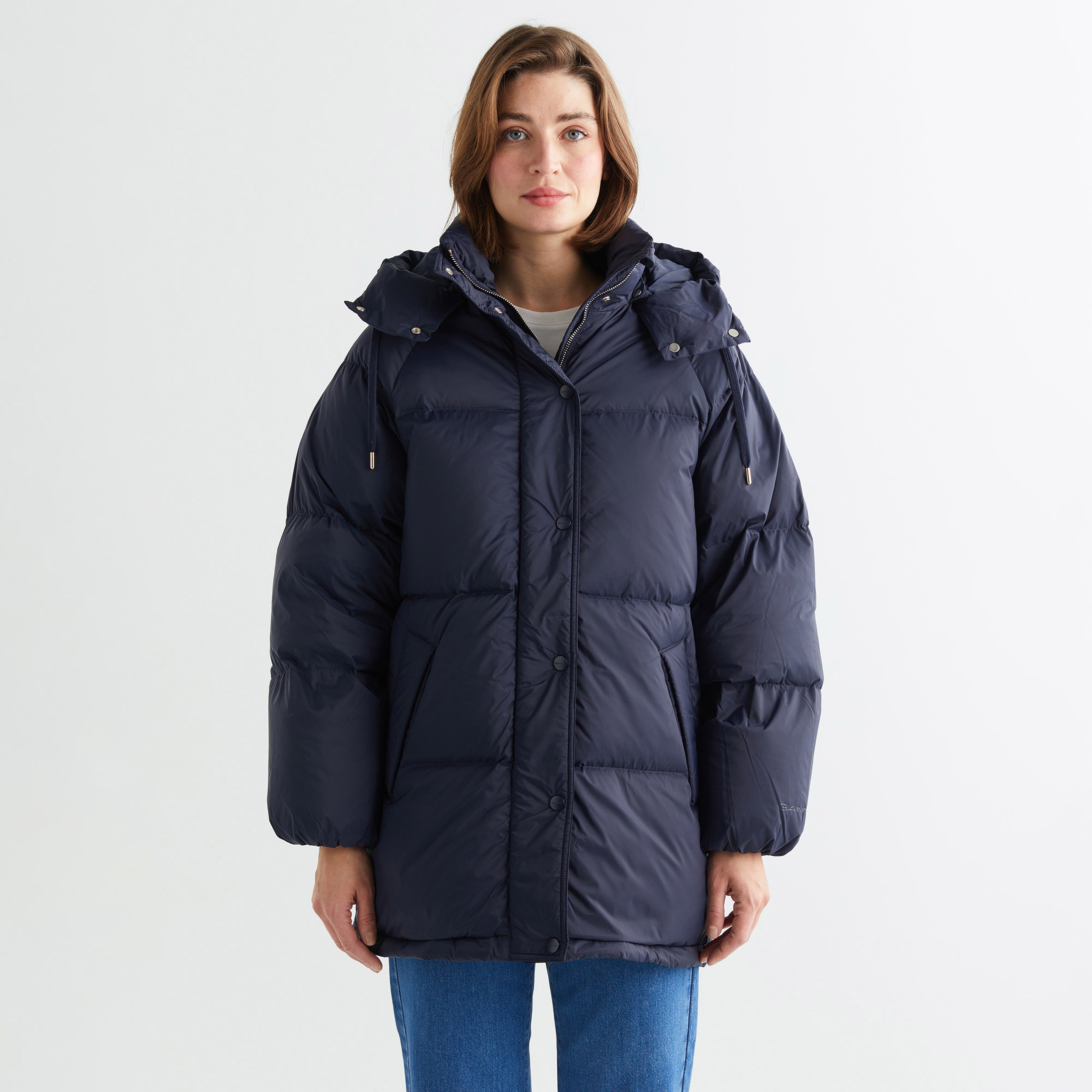 GANT Kadın Lacivert Kapüşonlu Kaz Tüyü Mont