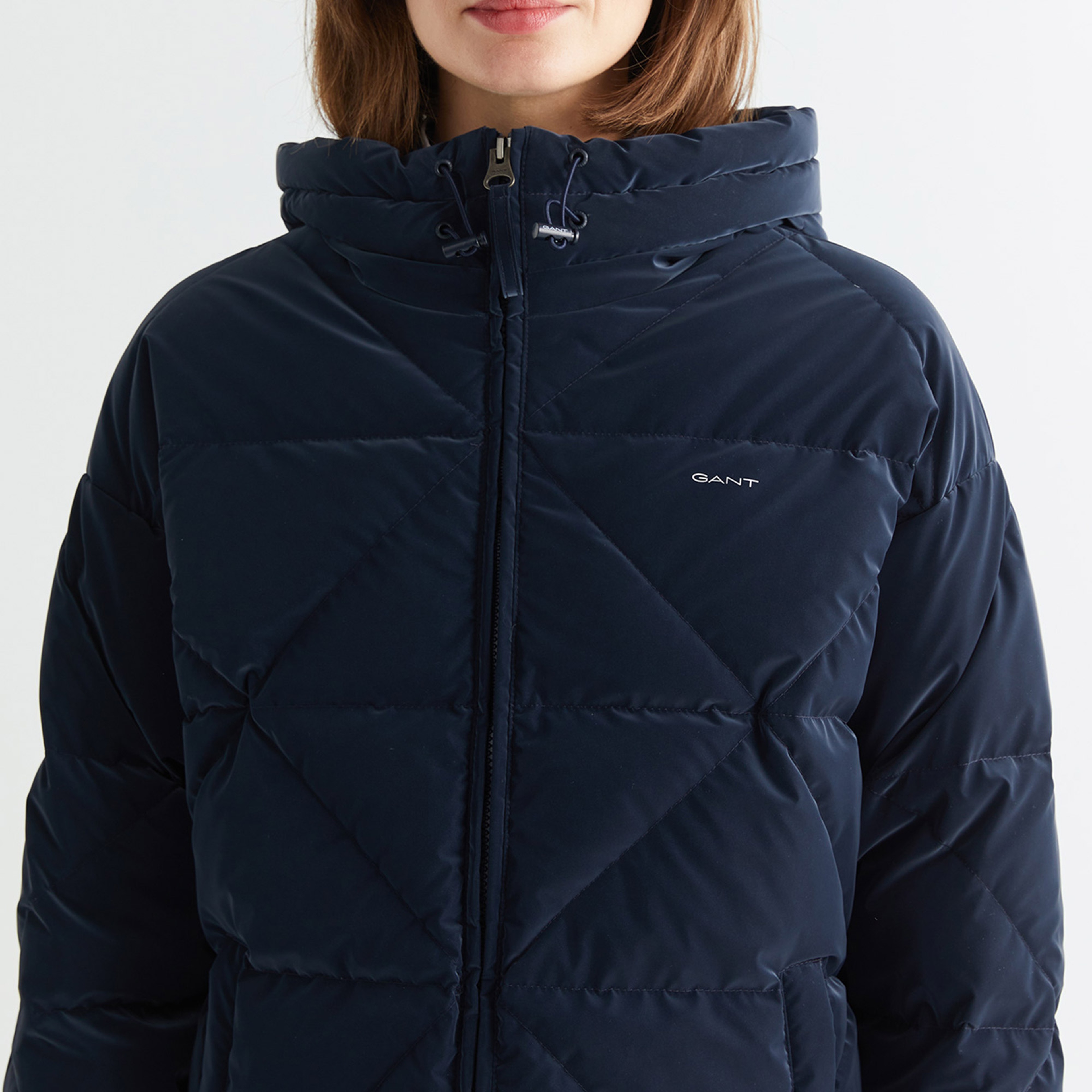 GANT Kadın Lacivert Kapüşonlu Kapitone Mont