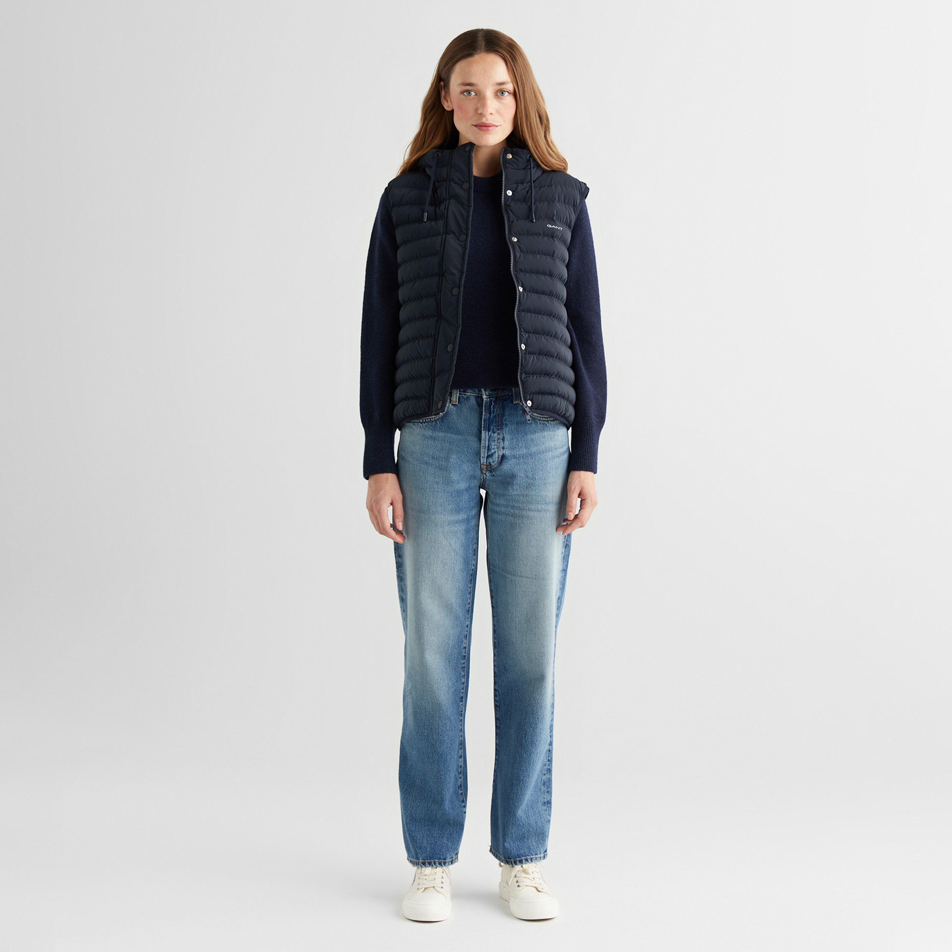 GANT Kadın Lacivert Kapüşonlu Kapitone Yelek