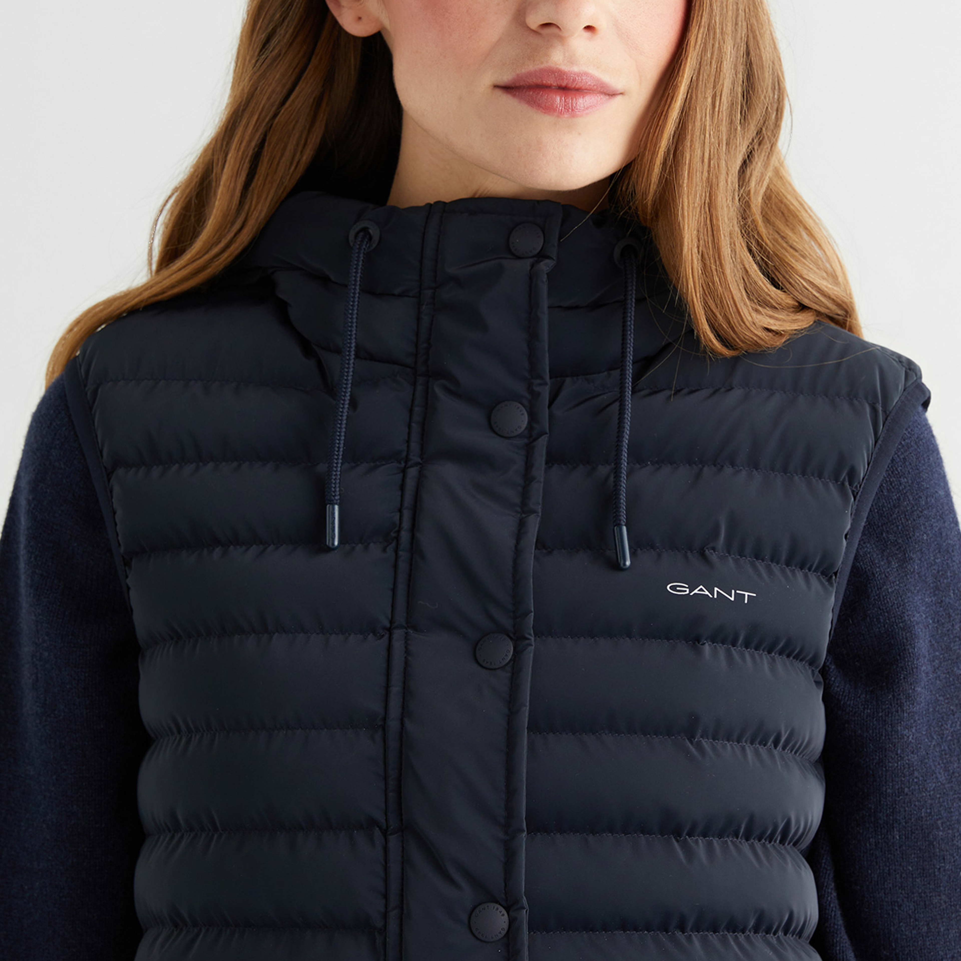 GANT Kadın Lacivert Kapüşonlu Kapitone Yelek
