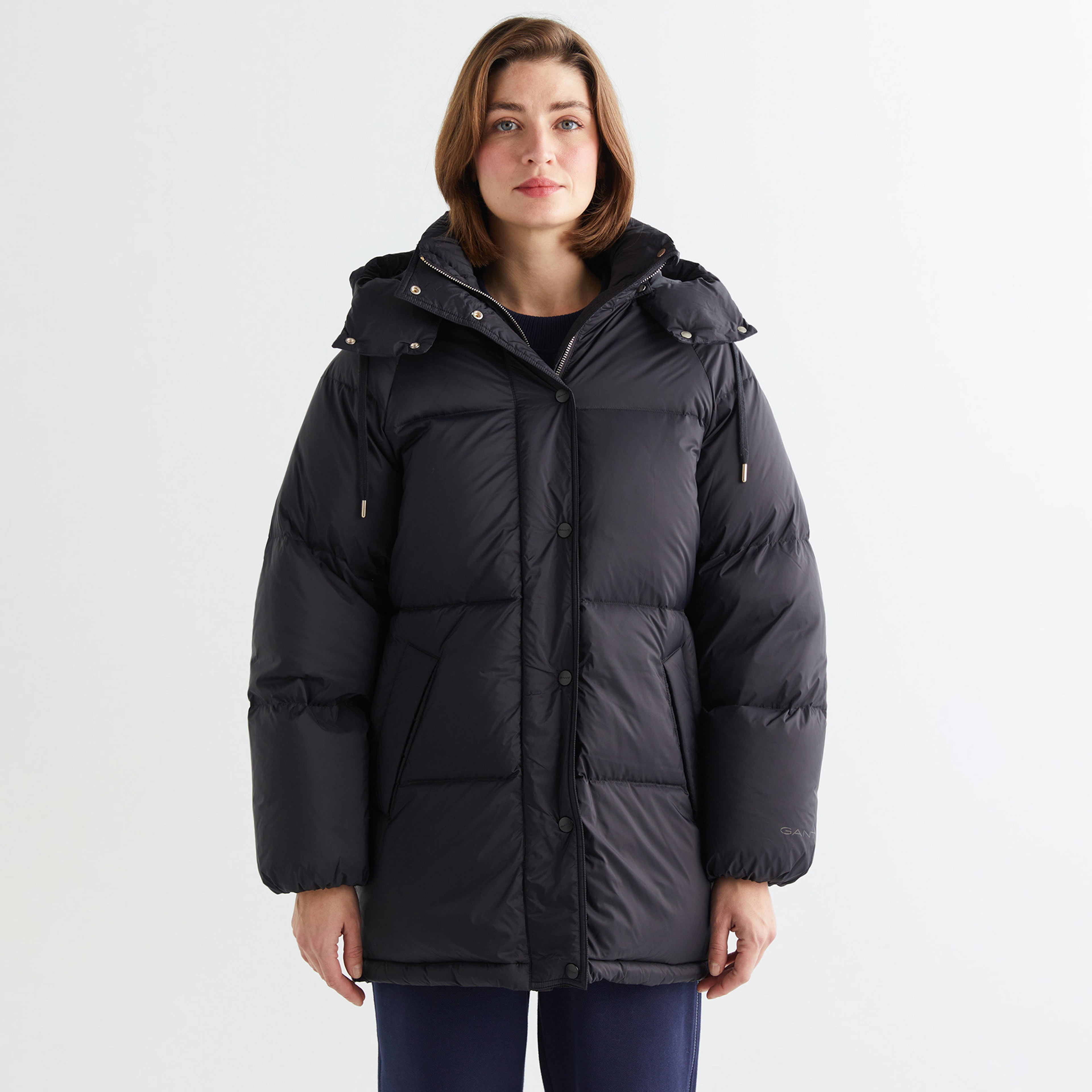 GANT Kadın Siyah Relaxed Fit Kapüşonlu Mont