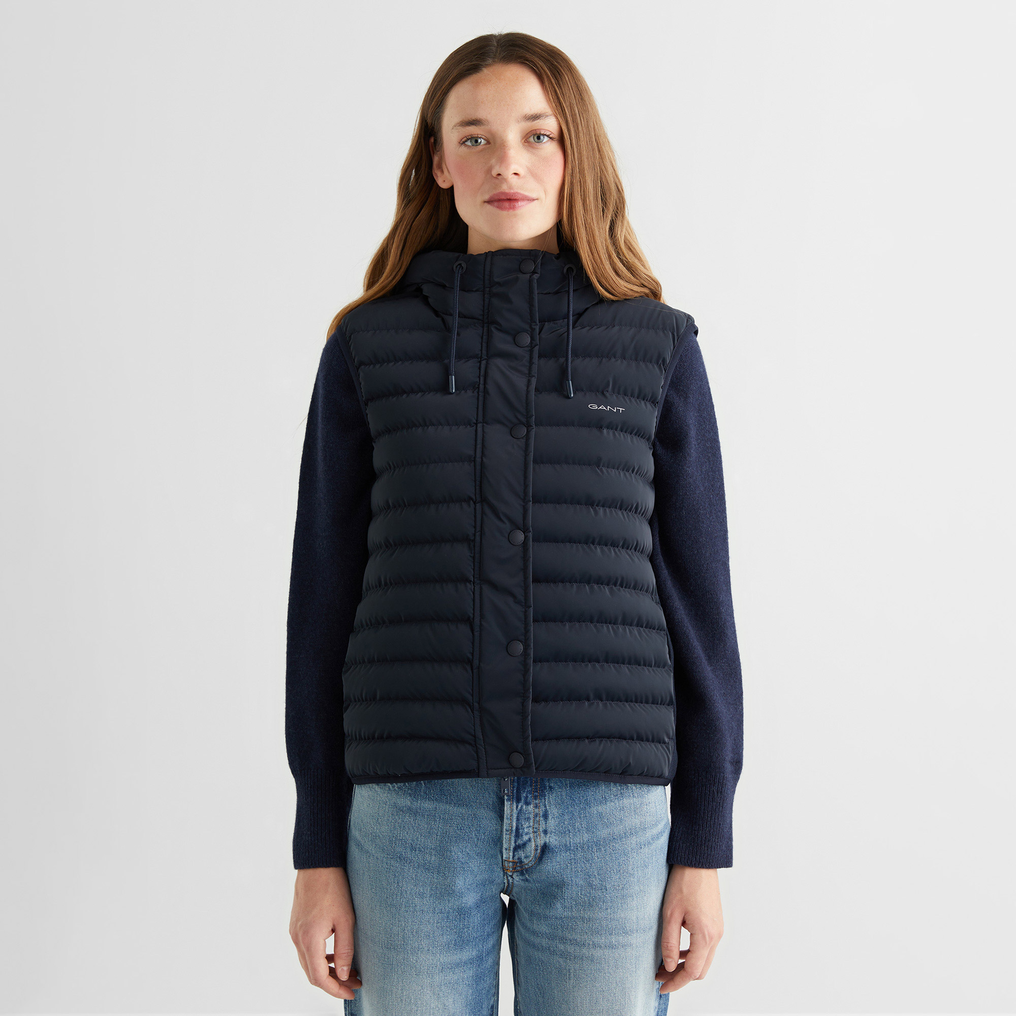 GANT Kadın Lacivert Kapüşonlu Kapitone Yelek