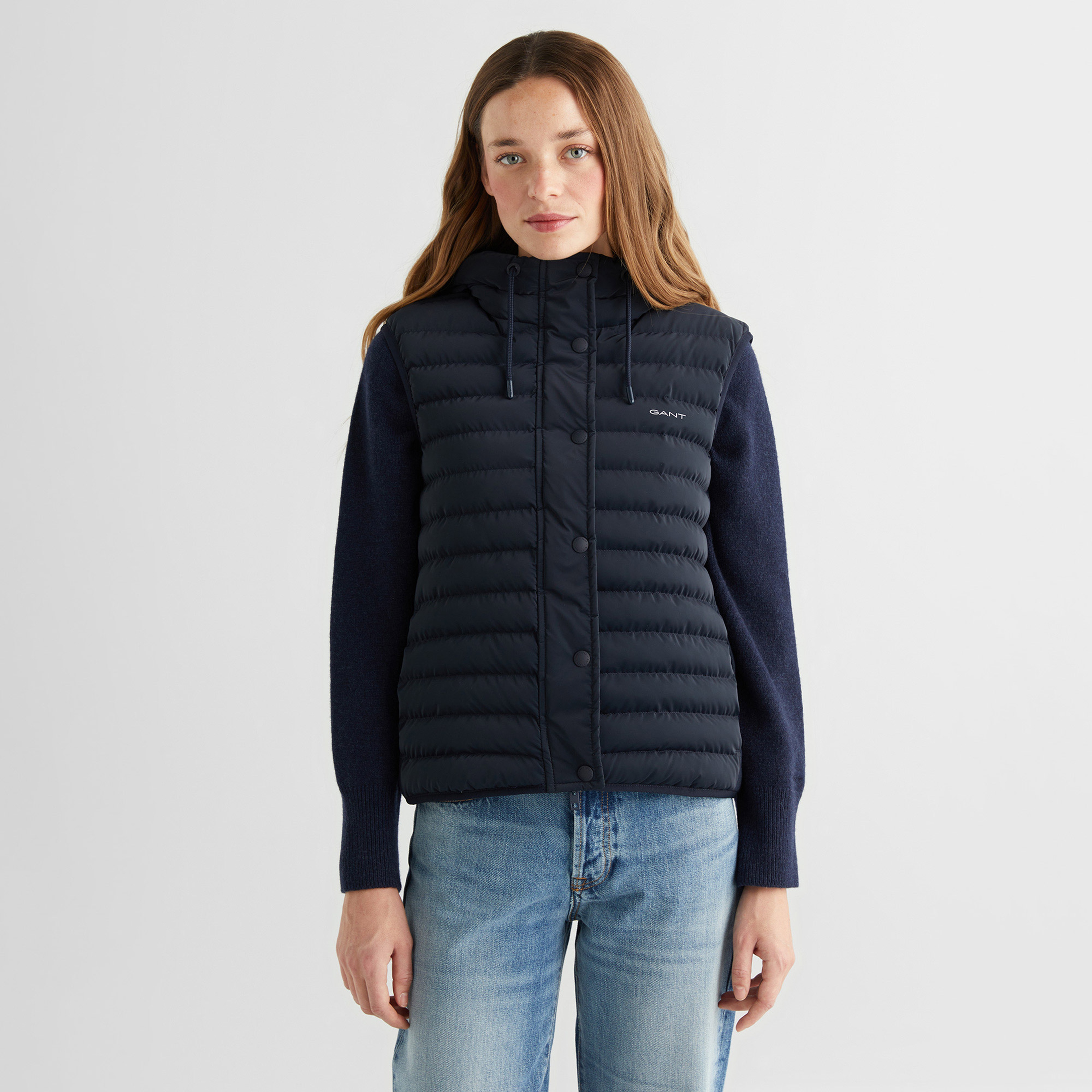 GANT Kadın Lacivert Kapüşonlu Kapitone Yelek