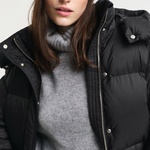 GANT Kadın Siyah Relaxed Fit Kapüşonlu Mont