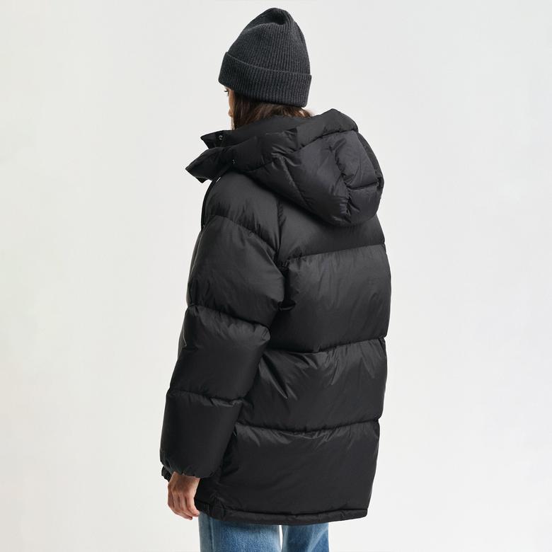 GANT Kadın Siyah Relaxed Fit Kapüşonlu Mont