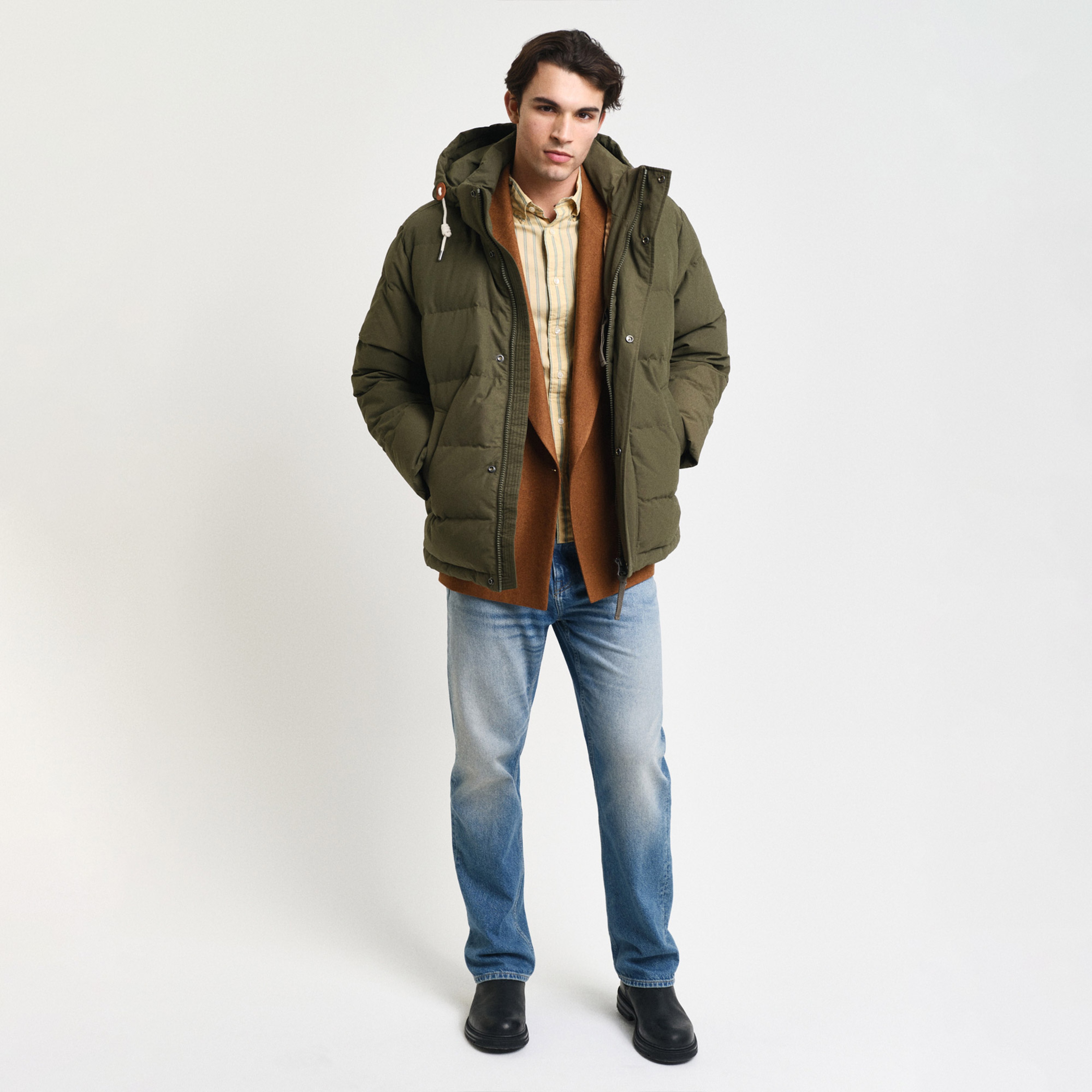 Gant Erkek Yeşil Kapüşonlu Kaz Tüyü Mont