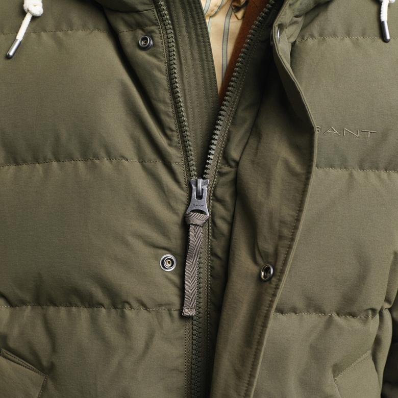 Gant Erkek Yeşil Kapüşonlu Kaz Tüyü Mont