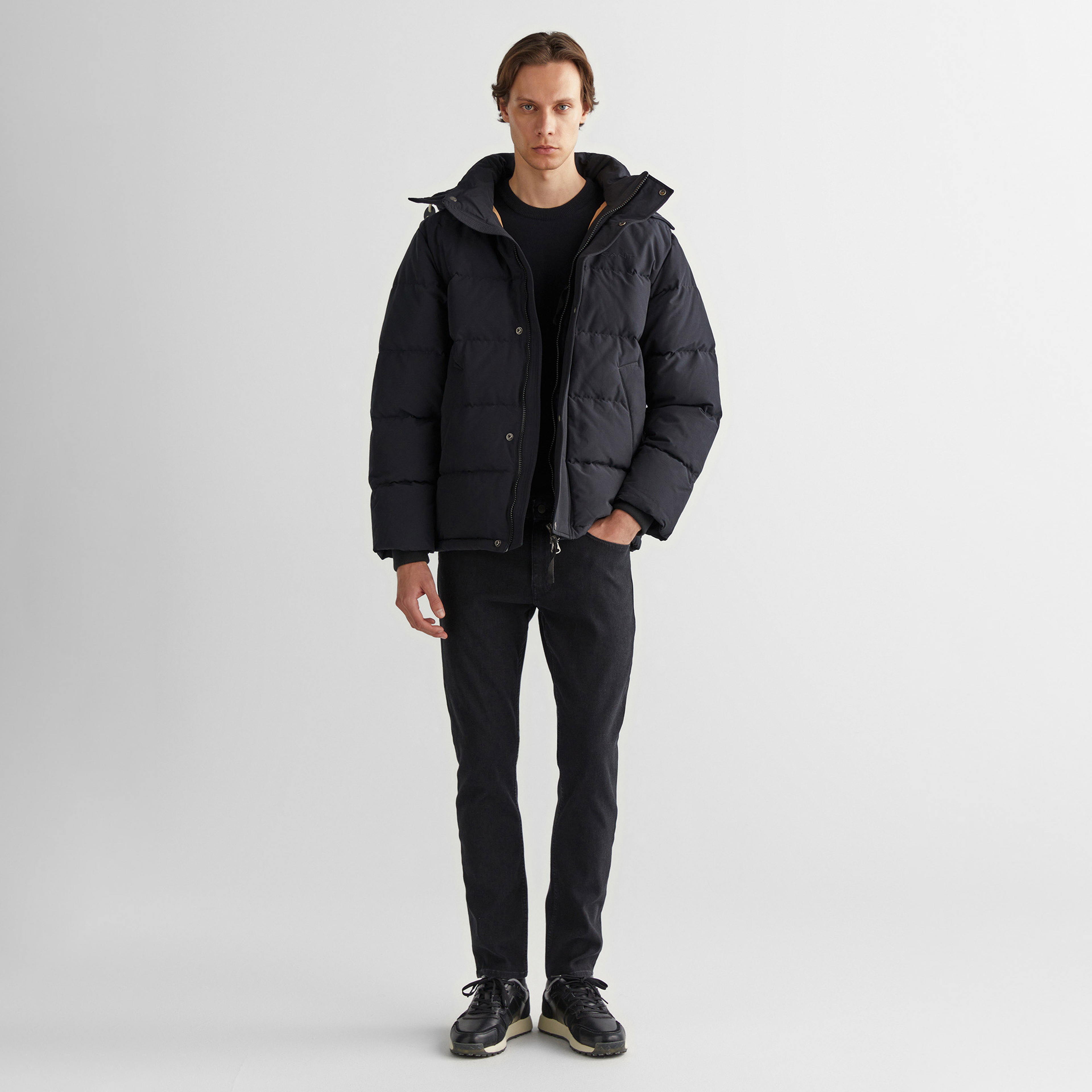 GANT Erkek Siyah Kapüşonlu Mont