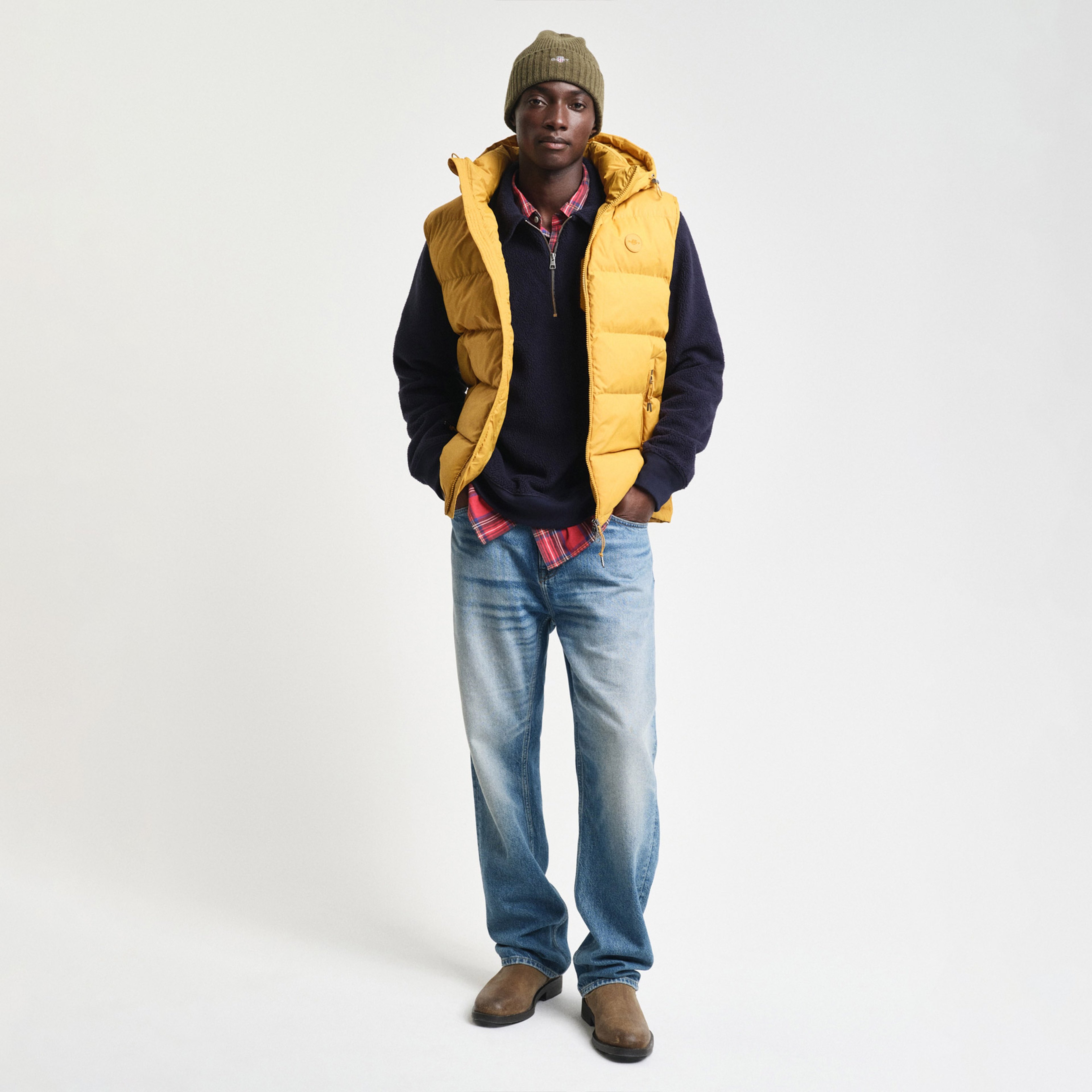 GANT Erkek Sarı Regular Fit Kapüşonlu Yelek