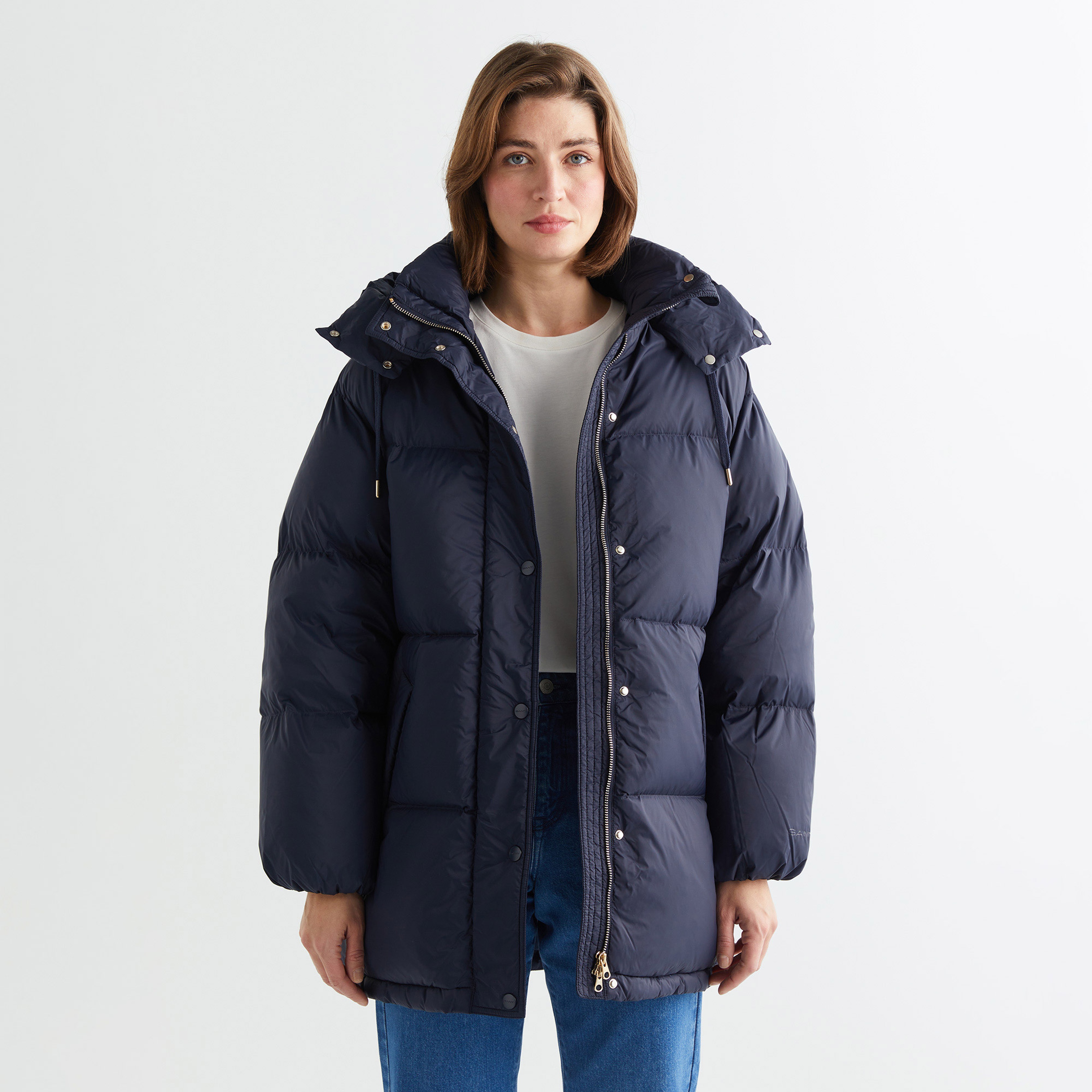 GANT Kadın Lacivert Kapüşonlu Kaz Tüyü Mont