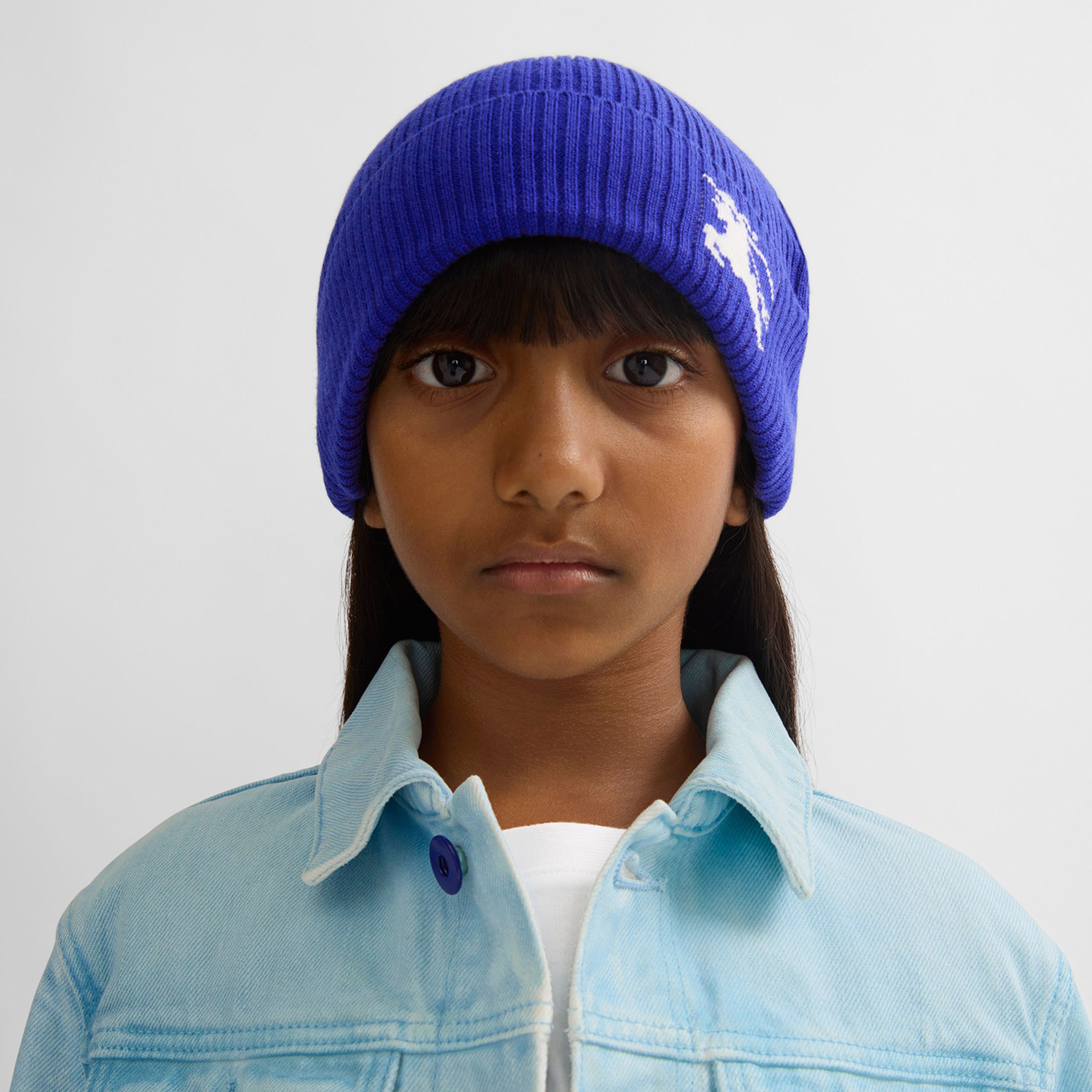 Burberry Ribbed Yün Çocuk Lacivert Şapka