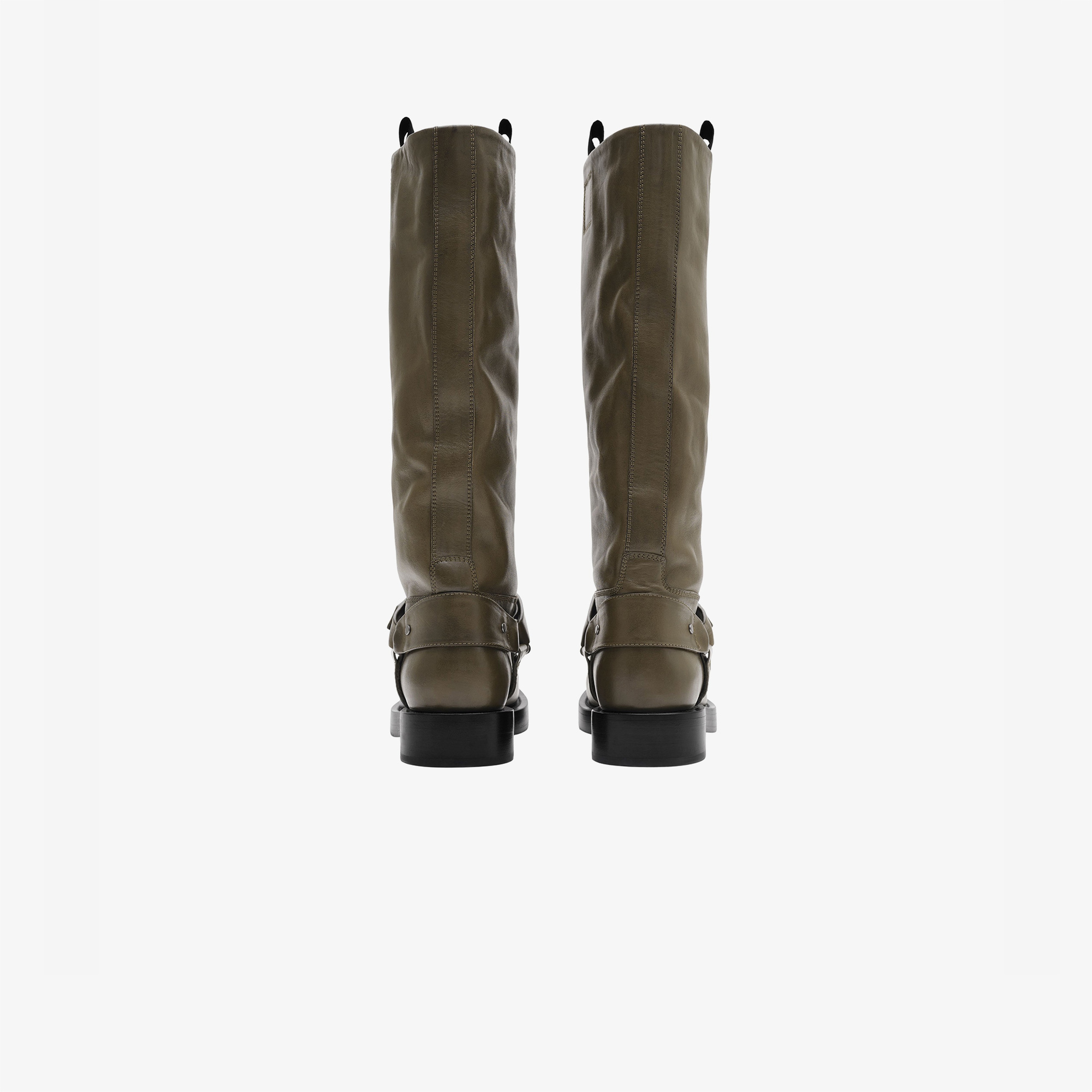 Burberry Leather Saddle High Kadın Haki Bot