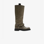 Burberry Leather Saddle High Kadın Haki Bot