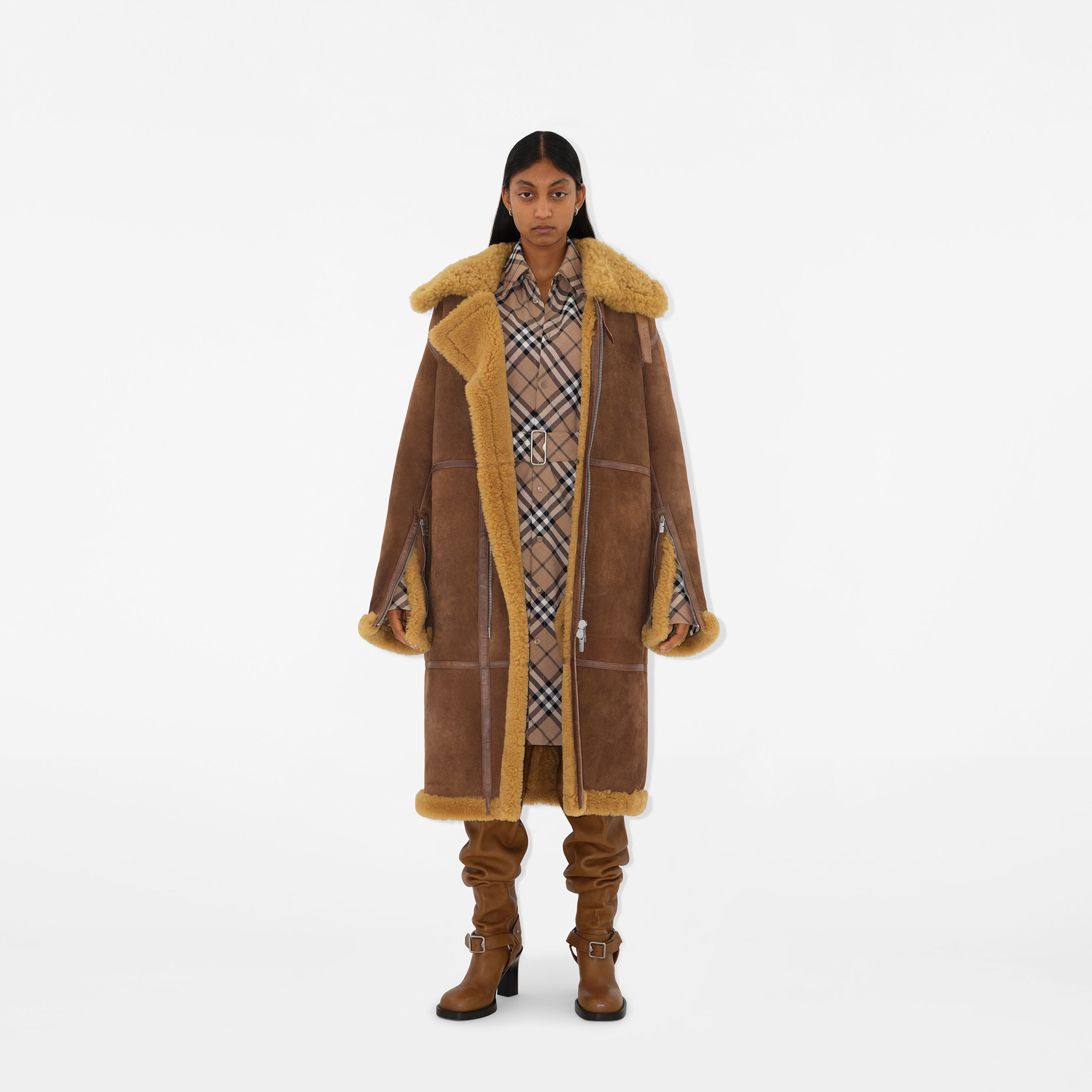 Burberry Kadın Yeşil Deri Mont