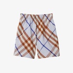 Burberry Check Pamuk Karışımlı Çocuk Mavi Şort
