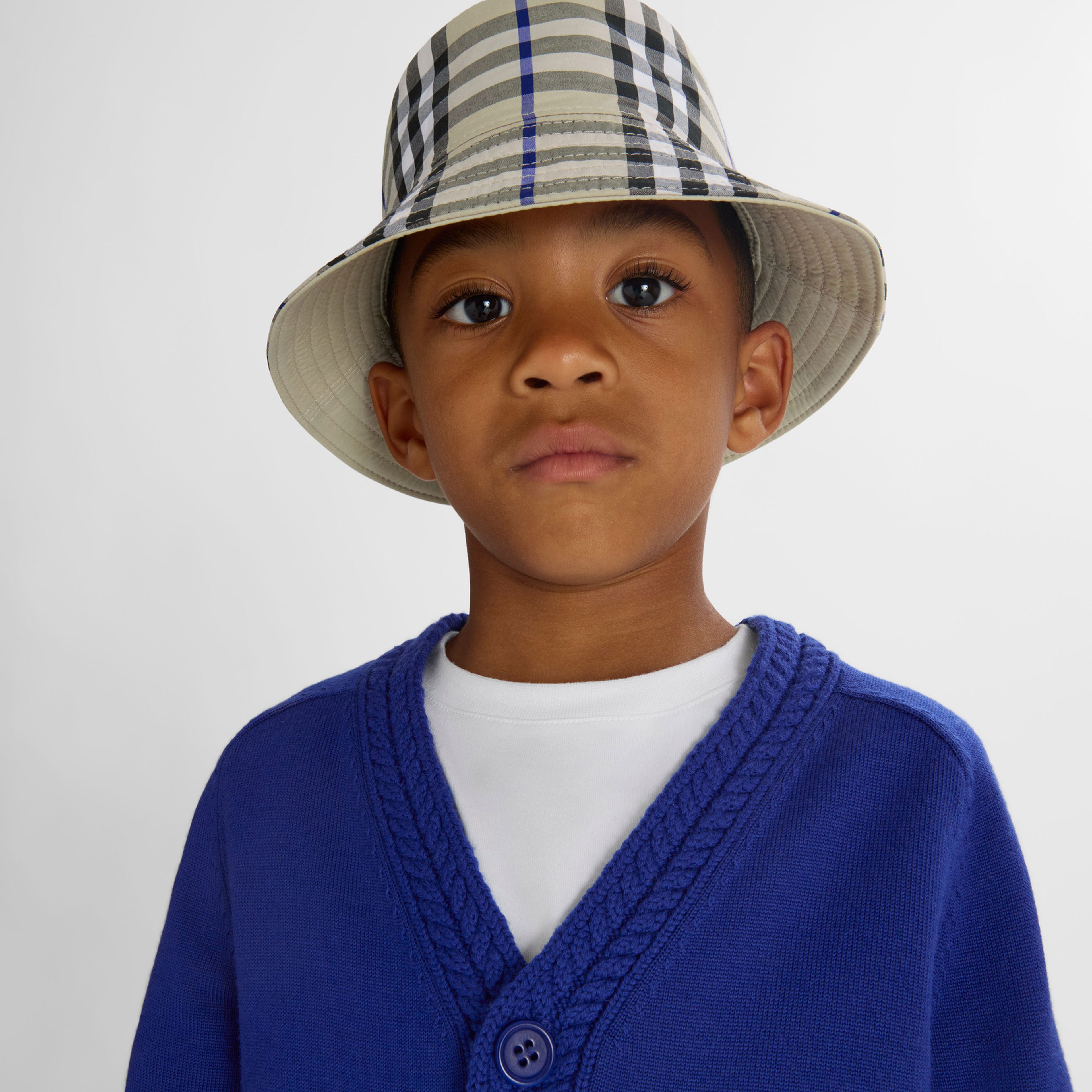 Burberry Reversible Pamuklu Bucket Çocuk Krem Rengi Şapka