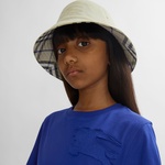 Burberry Reversible Pamuklu Bucket Çocuk Krem Rengi Şapka