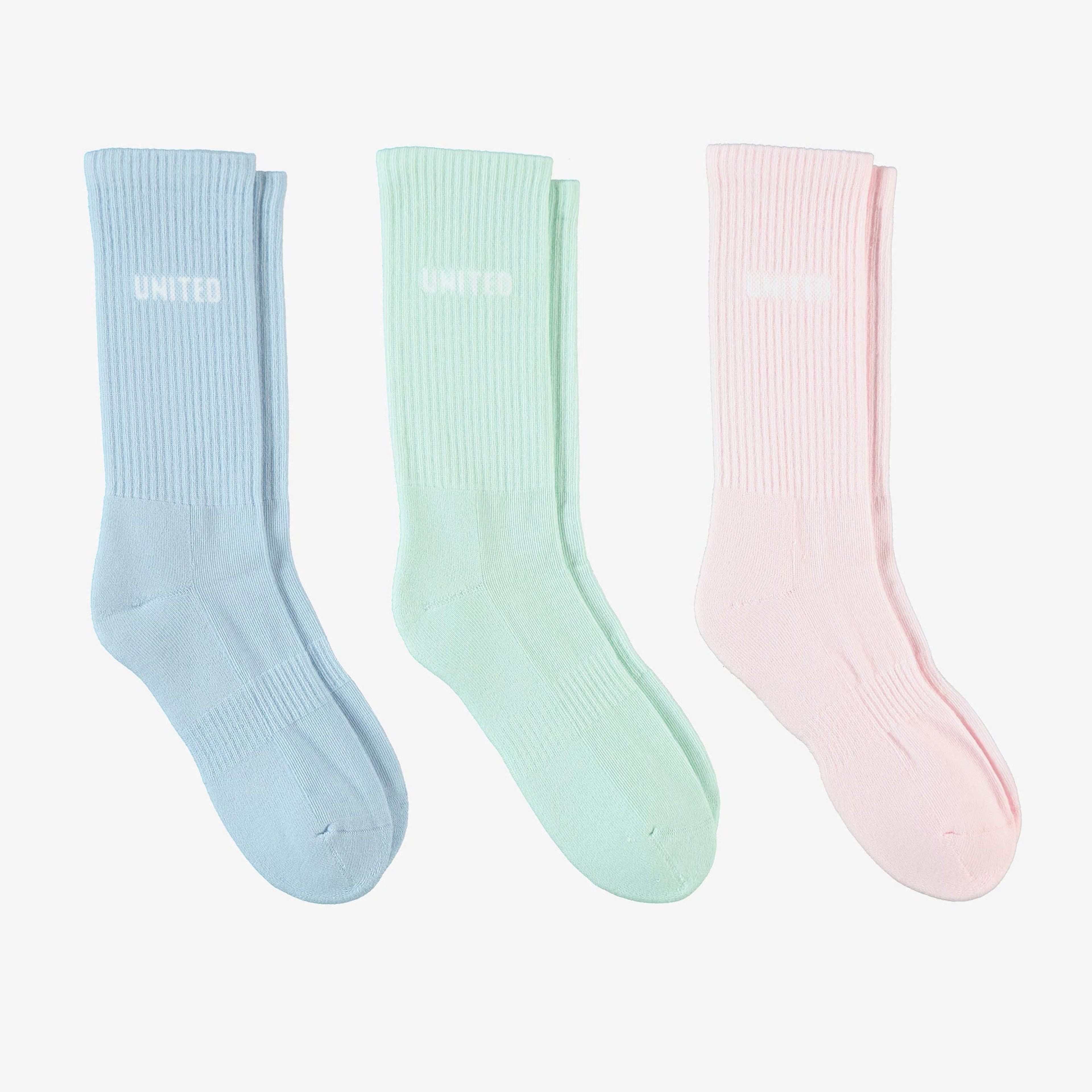 UNITED4 Kadın Mavi/Pembe/Yeşil 3'lü Çorap