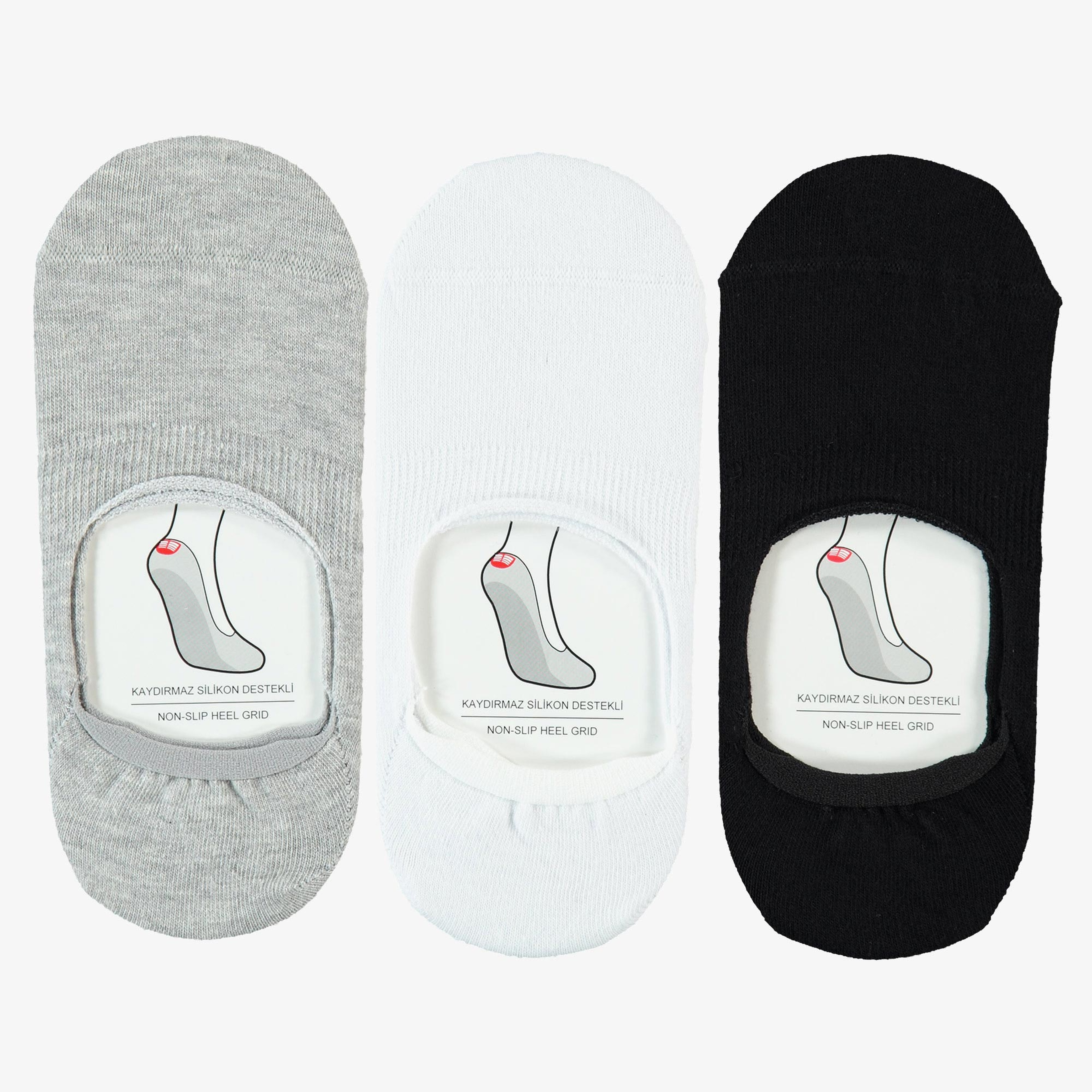 UNITED4 Kadın Beyaz/Siyah/Gri 3'lü Çorap