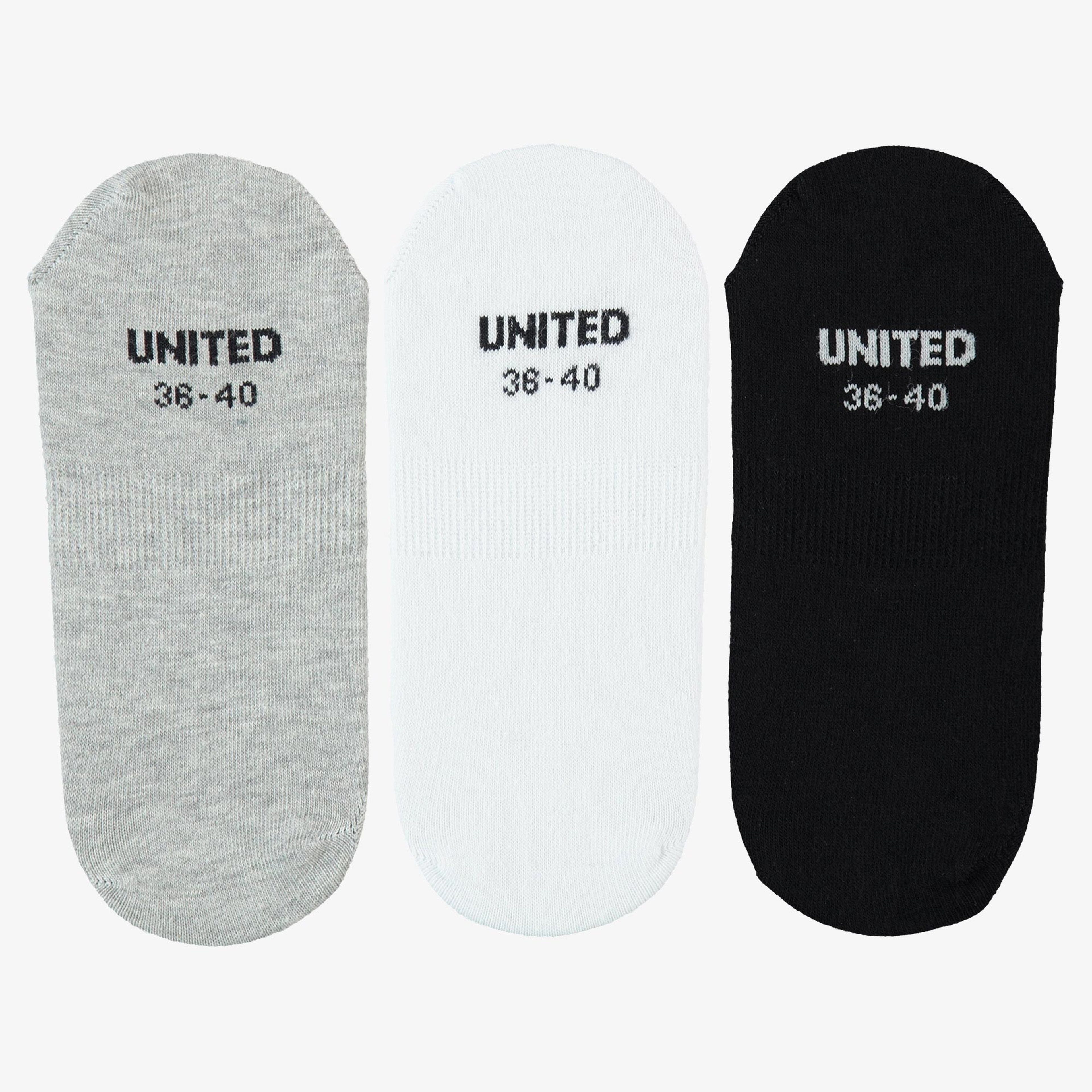 UNITED4 Kadın Beyaz/Siyah/Gri 3'lü Çorap