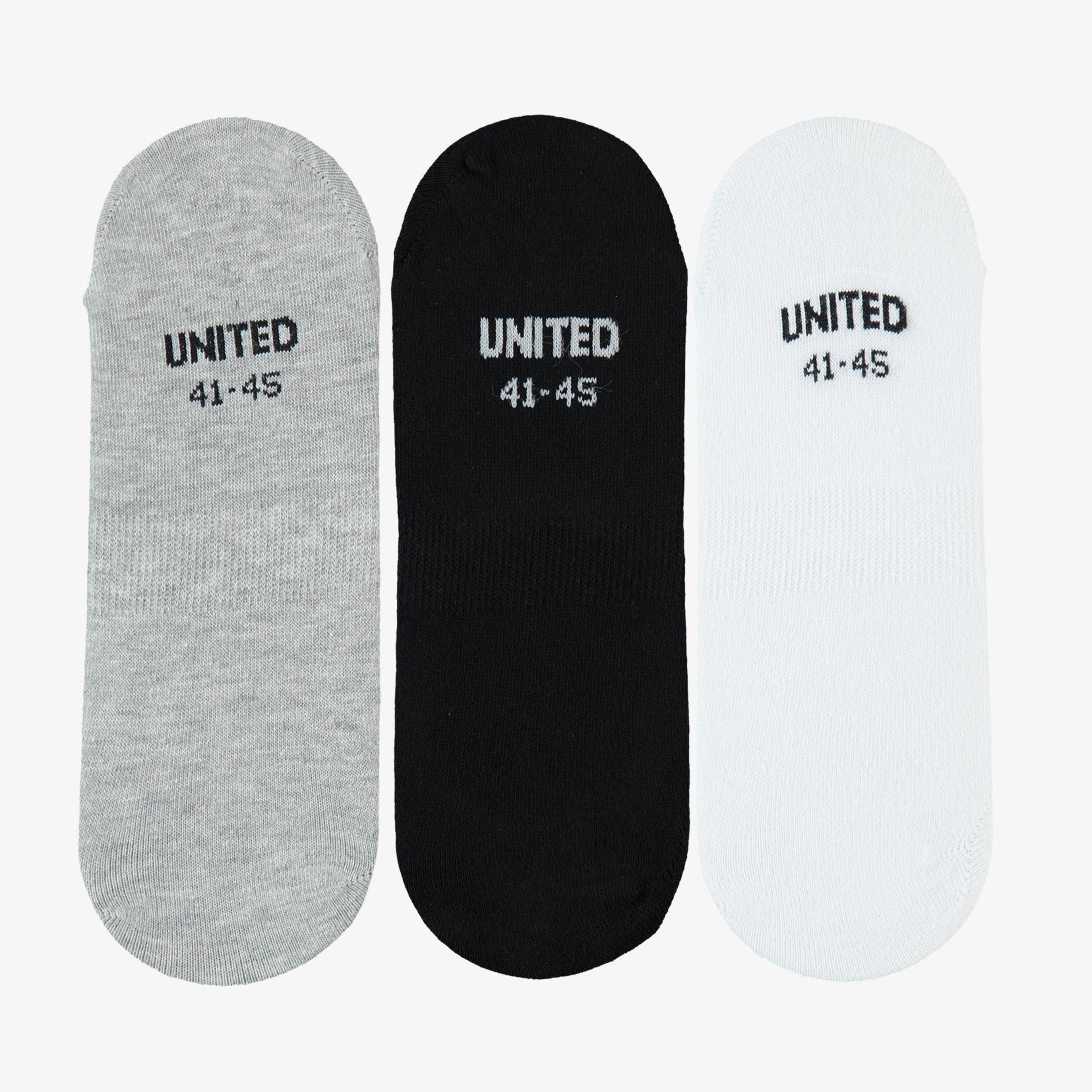 UNITED4 Erkek Beyaz/Siyah/Gri 3'lü Çorap