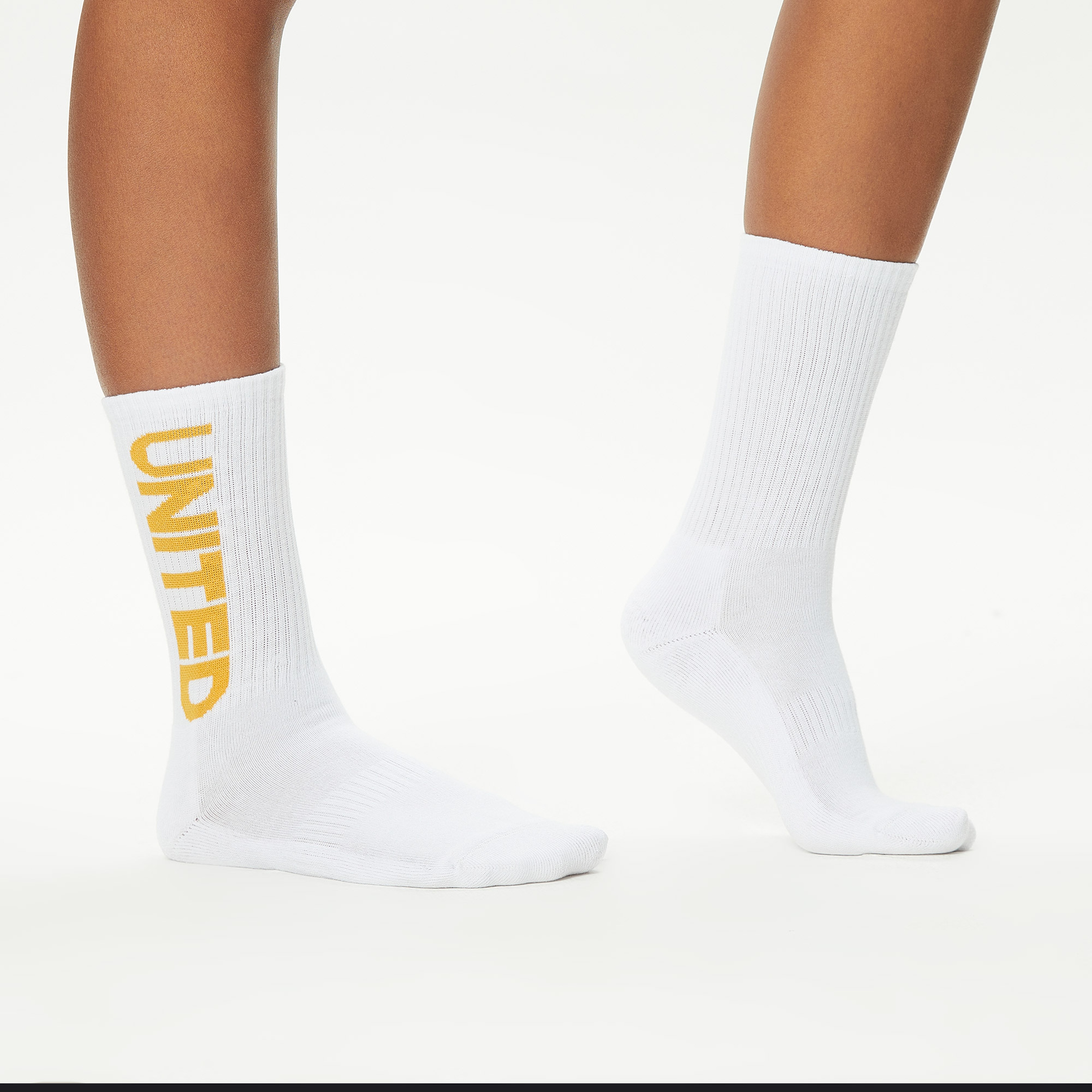 UNITED4 Unisex Beyaz 2'li Çorap